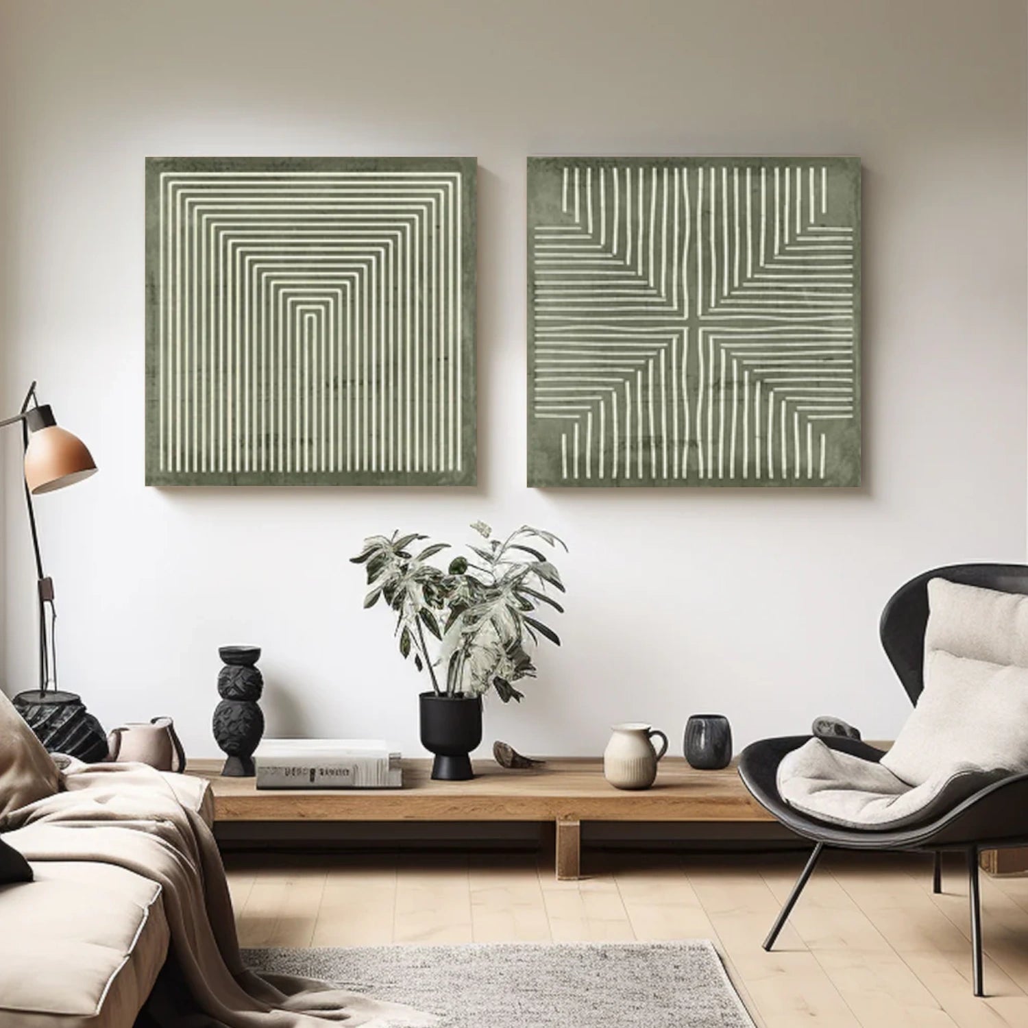 Wabi Sabi Abstract Textured Canvas Art Set of 2 #WA206