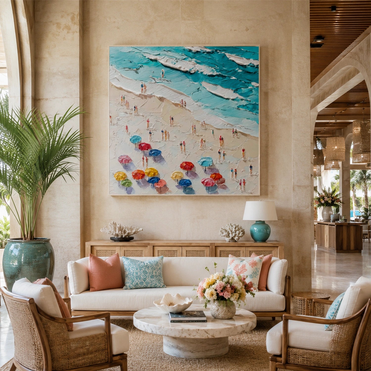 Sky And Ocean Abstract Textured Wall Art #SO429