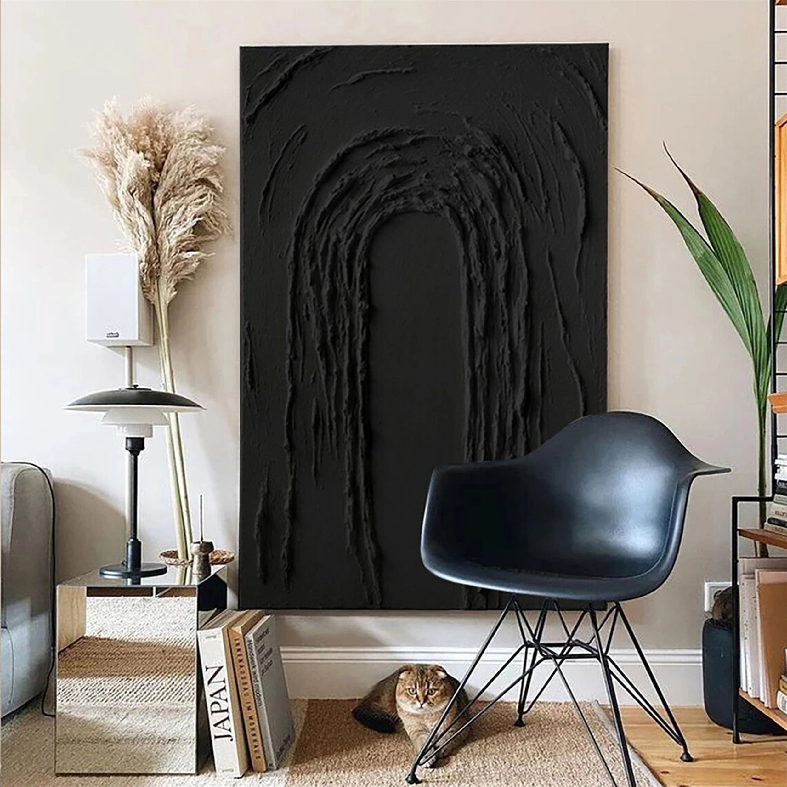 Black Textured Minimalist Wall Art #BT039