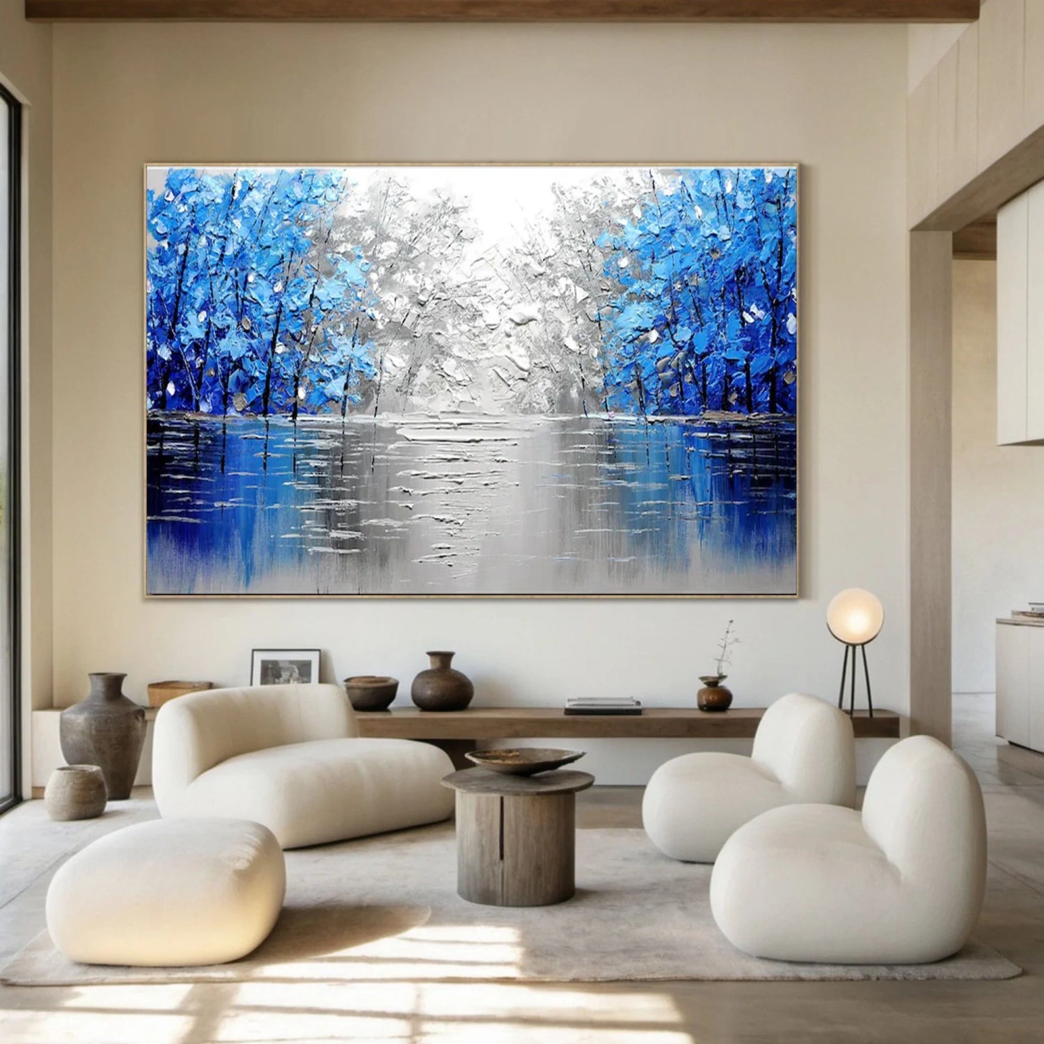 Blue Tree And Flower Painting #TF078