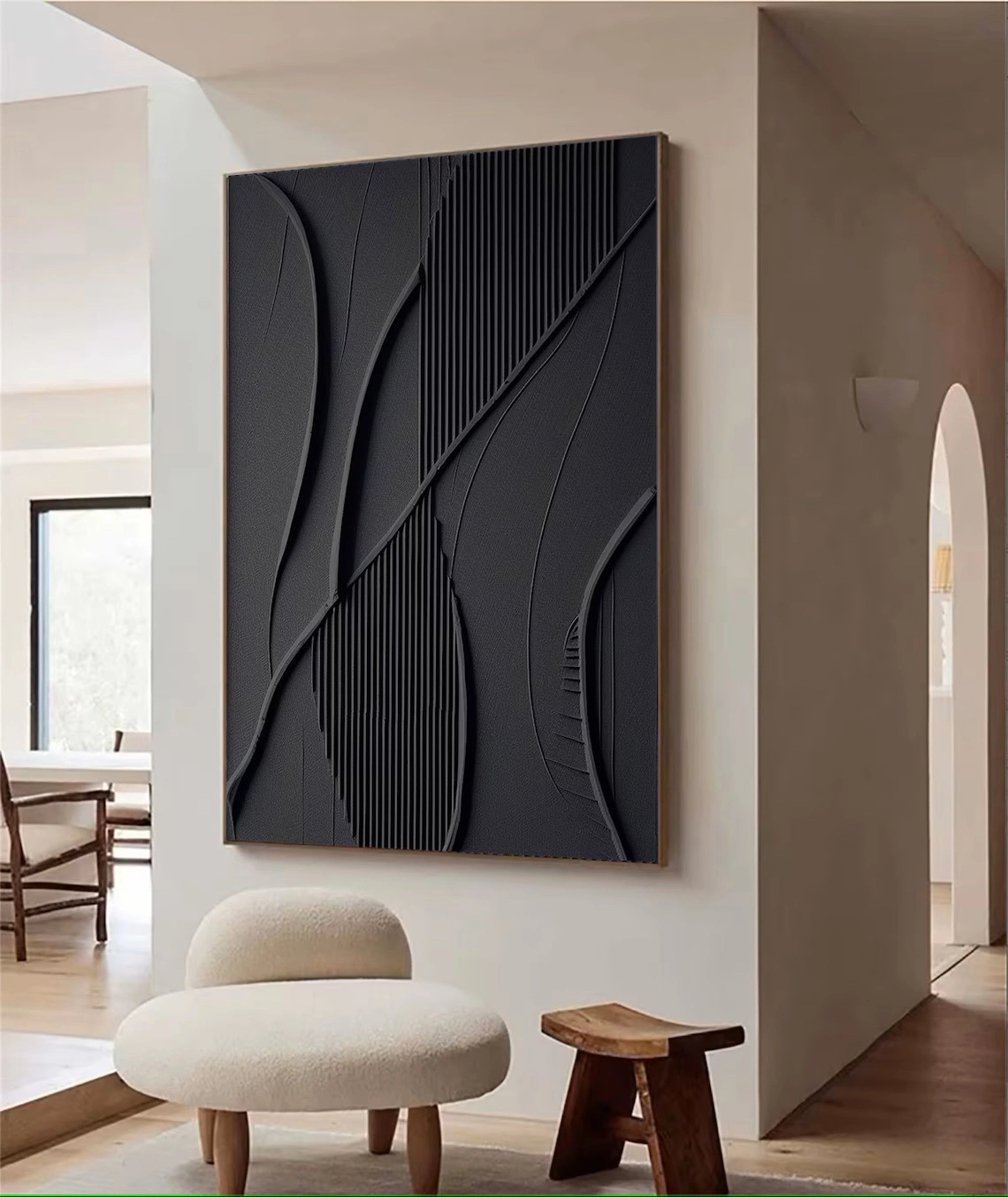 Black Textured Minimalist Wall Art #BT042