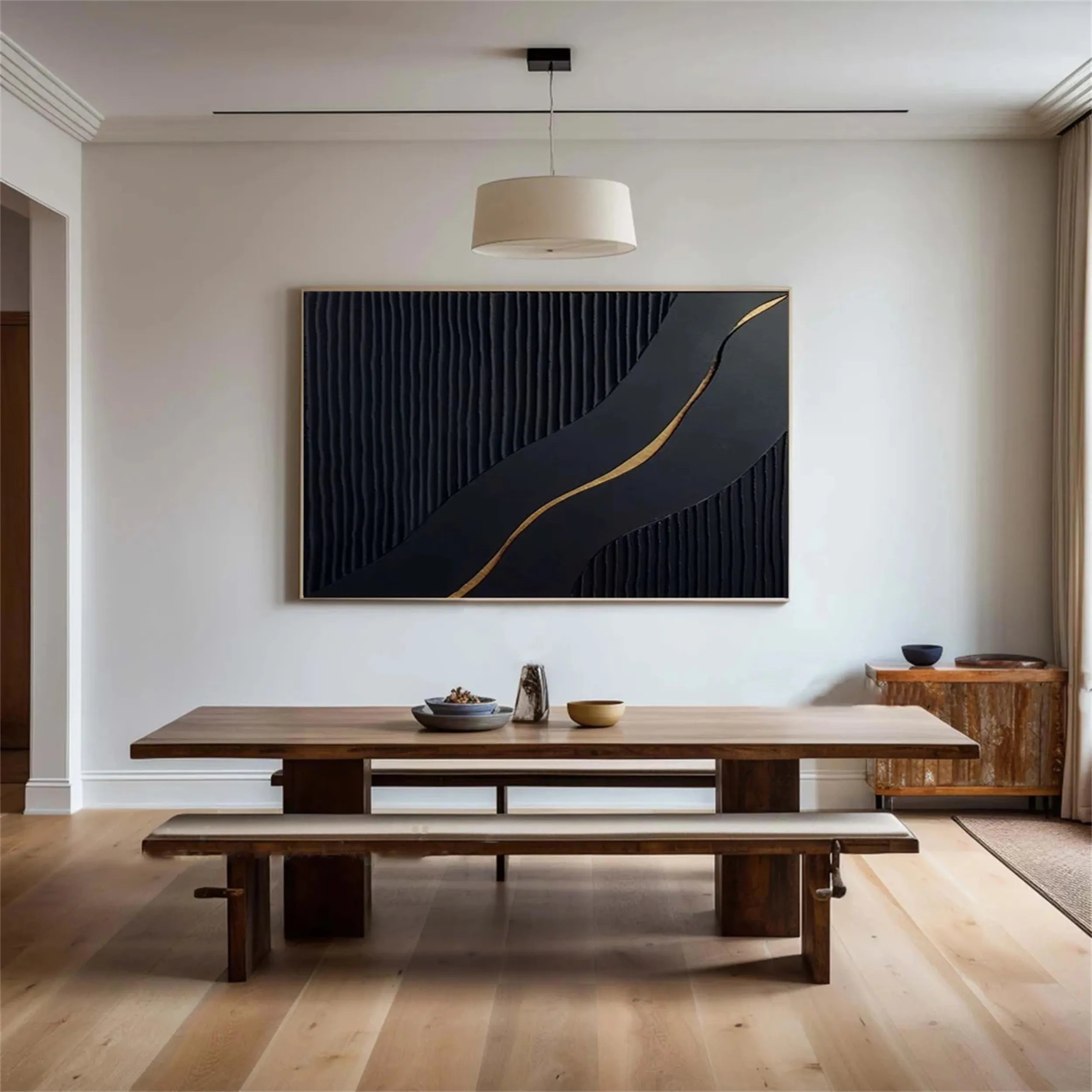 Black Textured Minimalist Wall Art #BT055