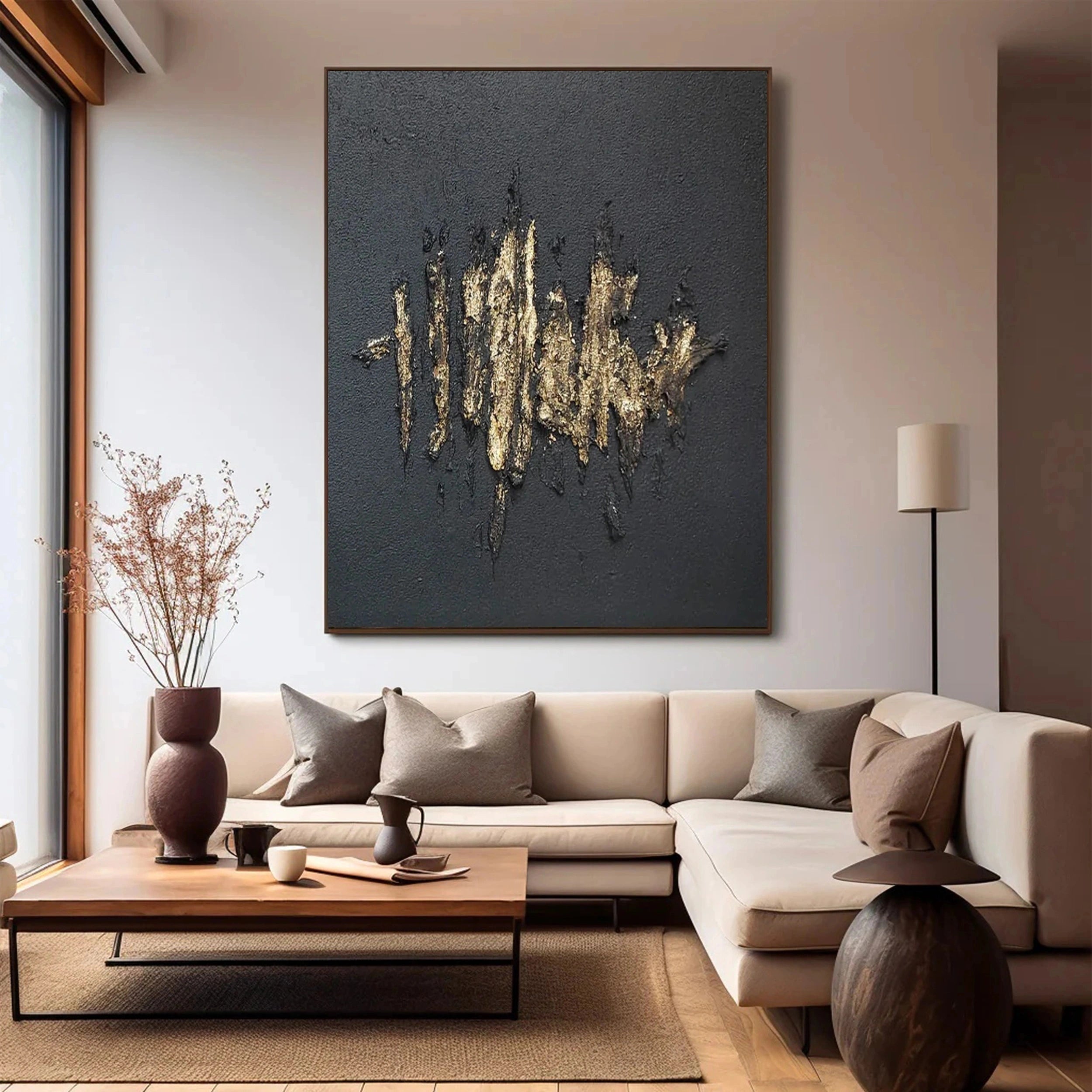 Black Textured Minimalist Wall Art #BT031