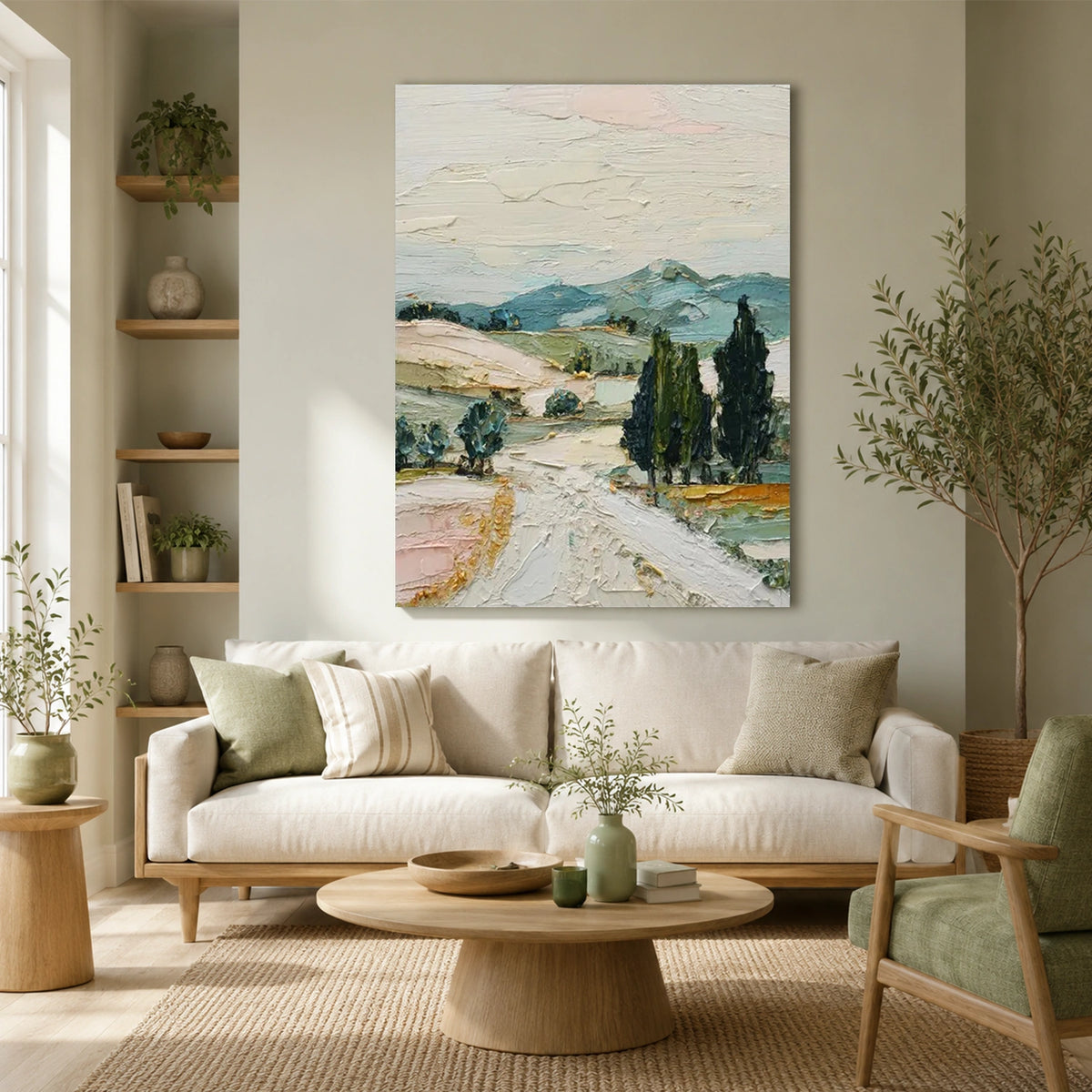 Tree And Flower Abstract Textured Wall Art #TF235