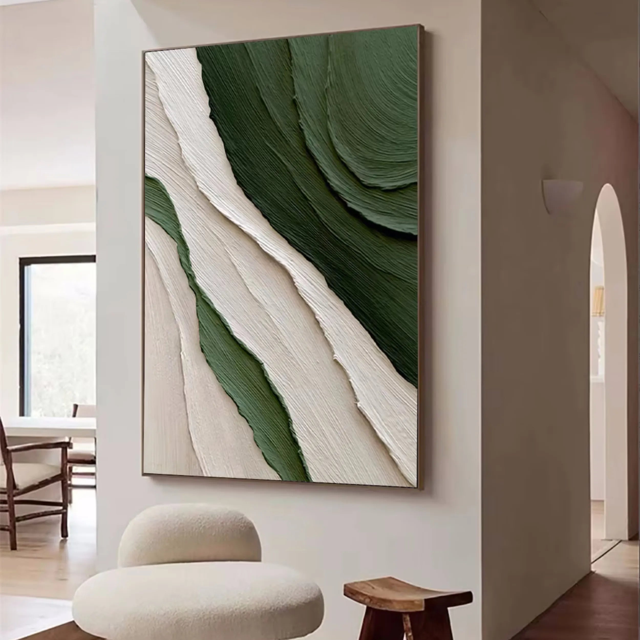 Green Textured Minimalist Wall Art #GT033