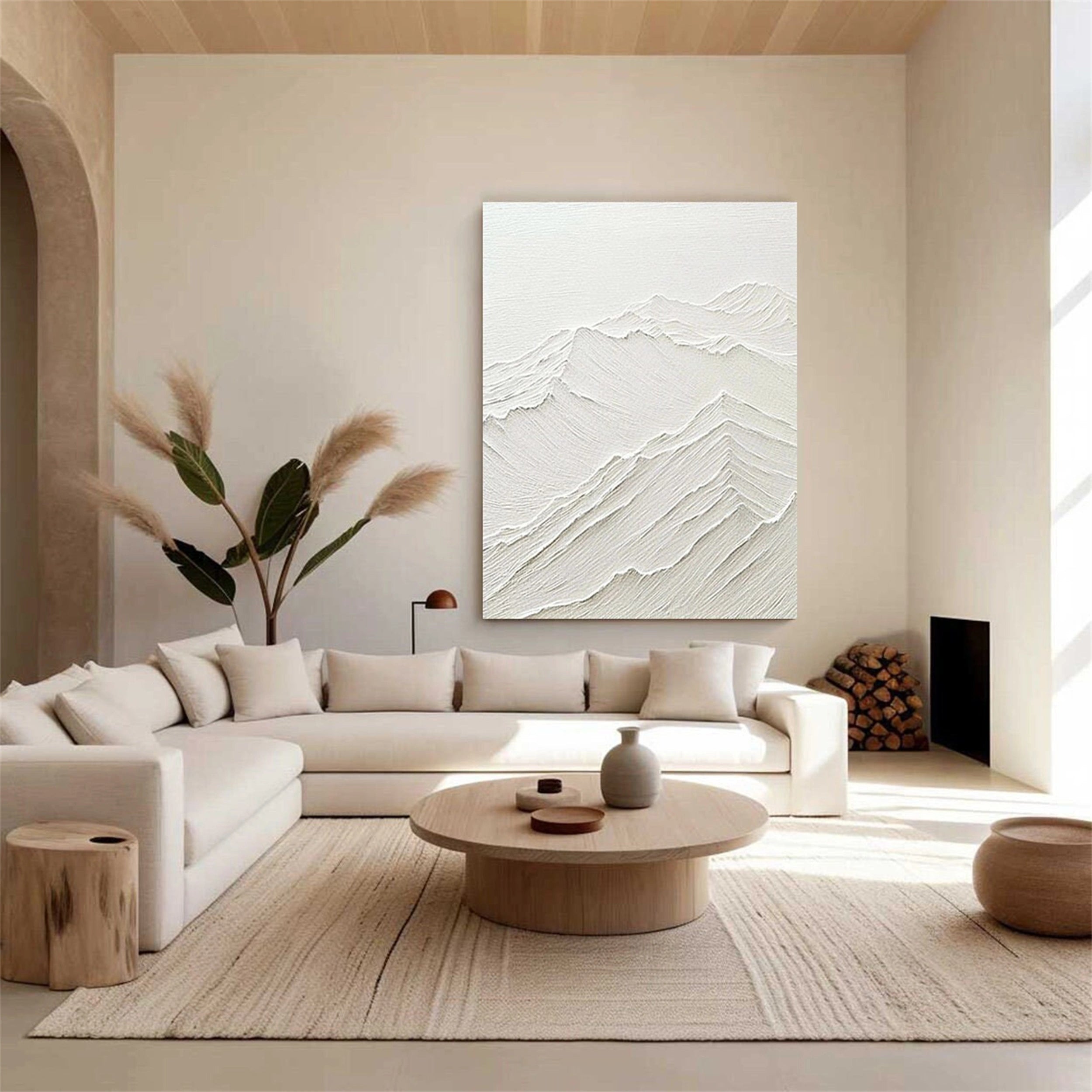 White Textured Minimalist Wall Art #WT077
