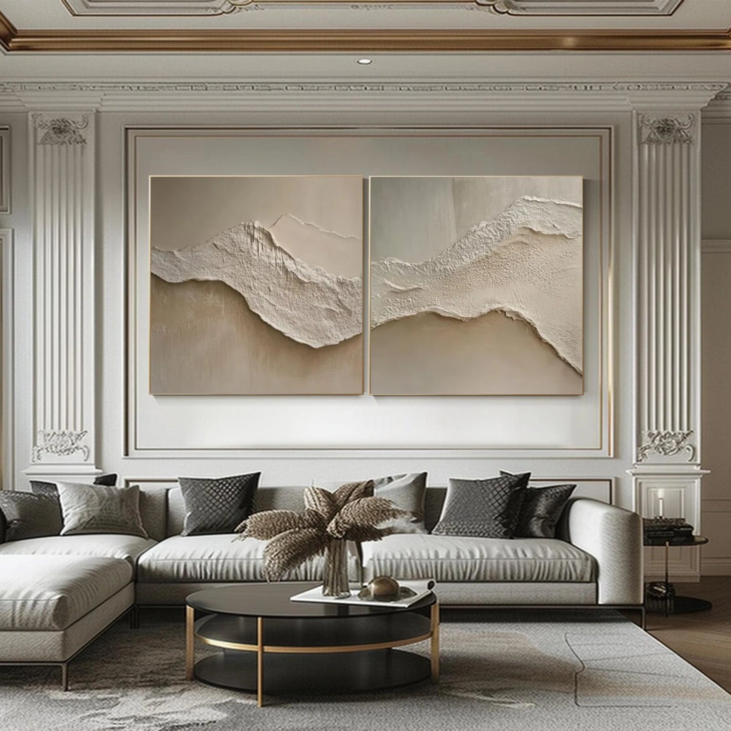 Sky And Ocean Abstract Textured Wall Art Set of 2 #SO333