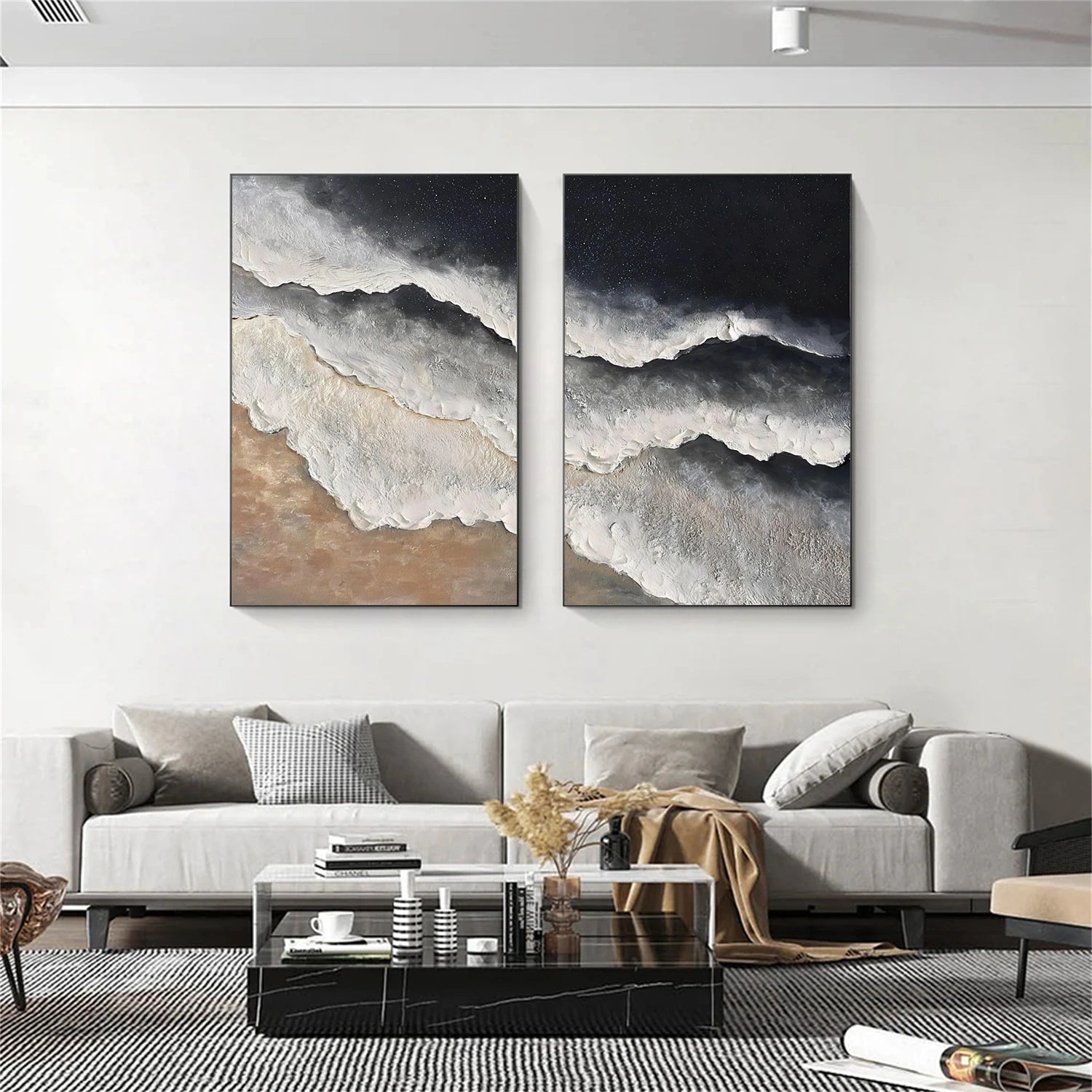 Sky And Ocean Abstract Textured Wall Art Set of 2 #SO393