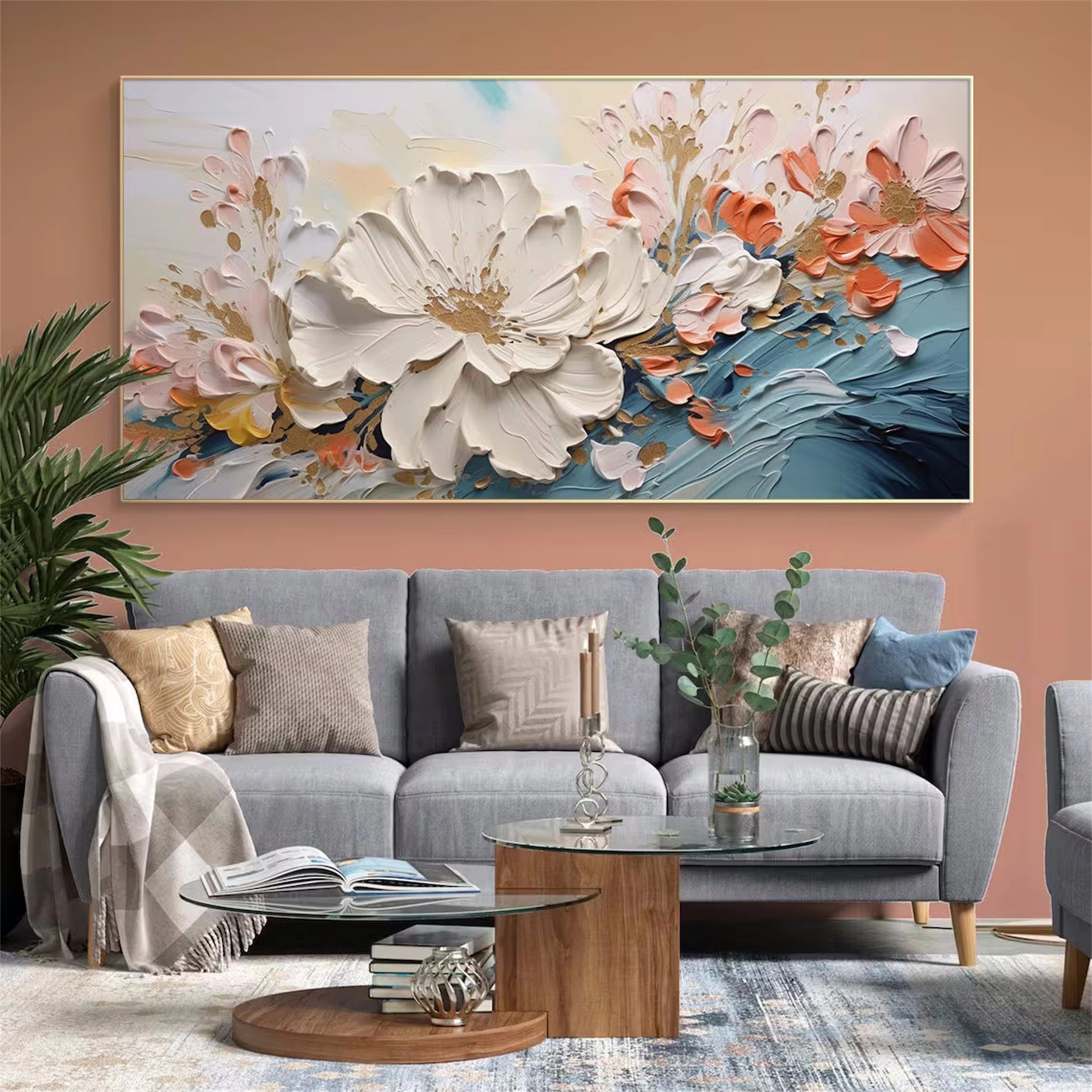 Colorful Tree And Flower Painting #TF032