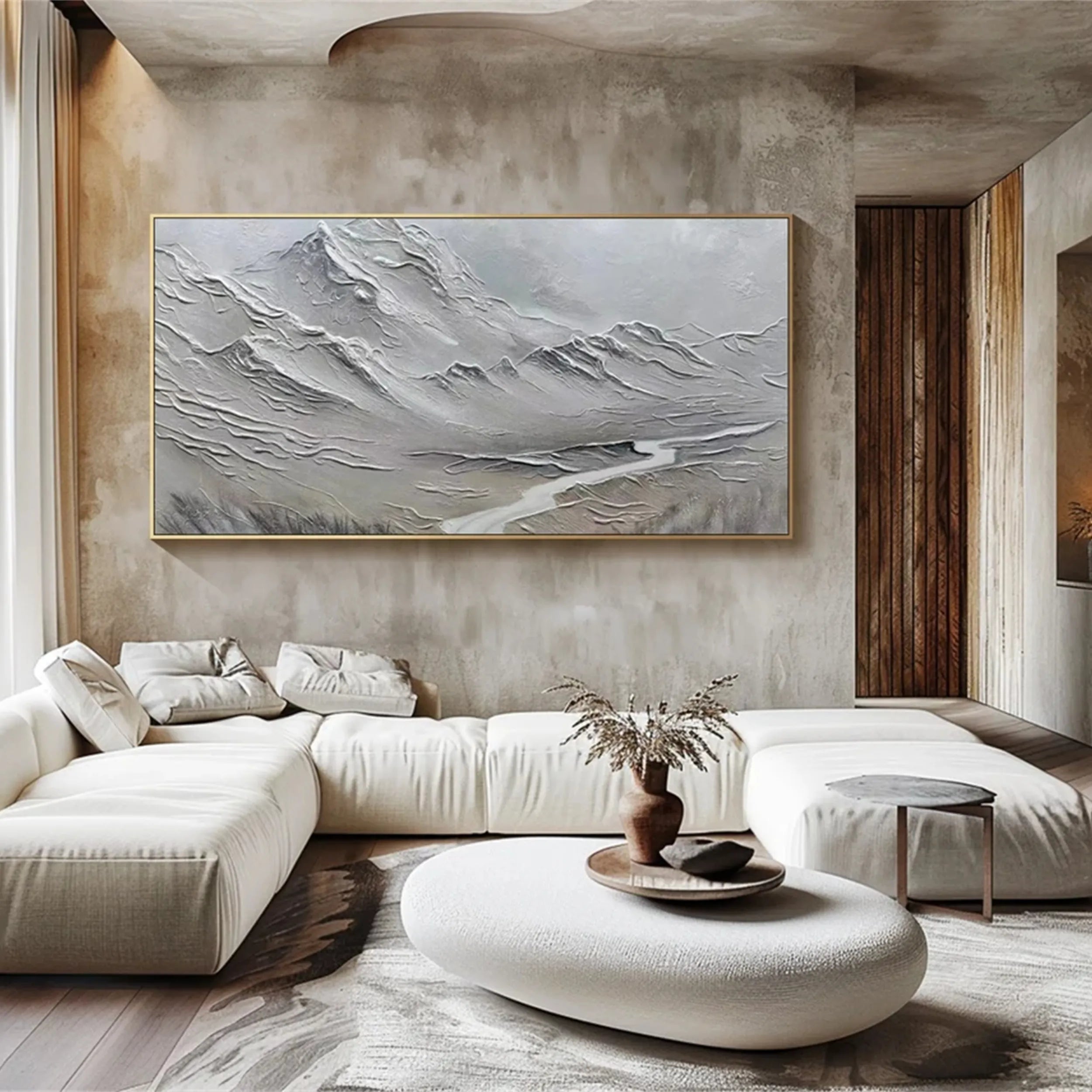 White Textured Minimalist Wall Art #WT119