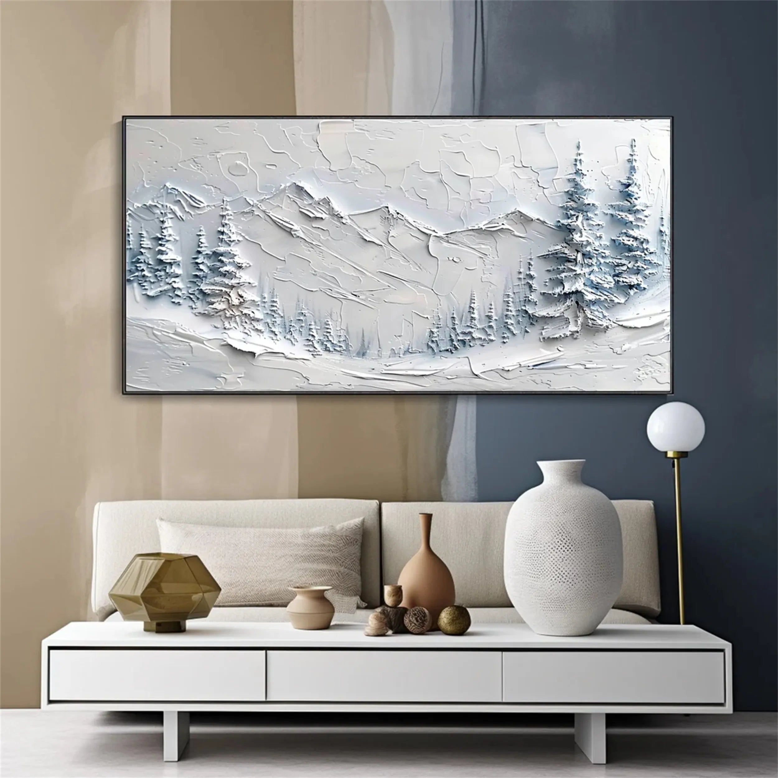 White Textured Minimalist Wall Art #WT135