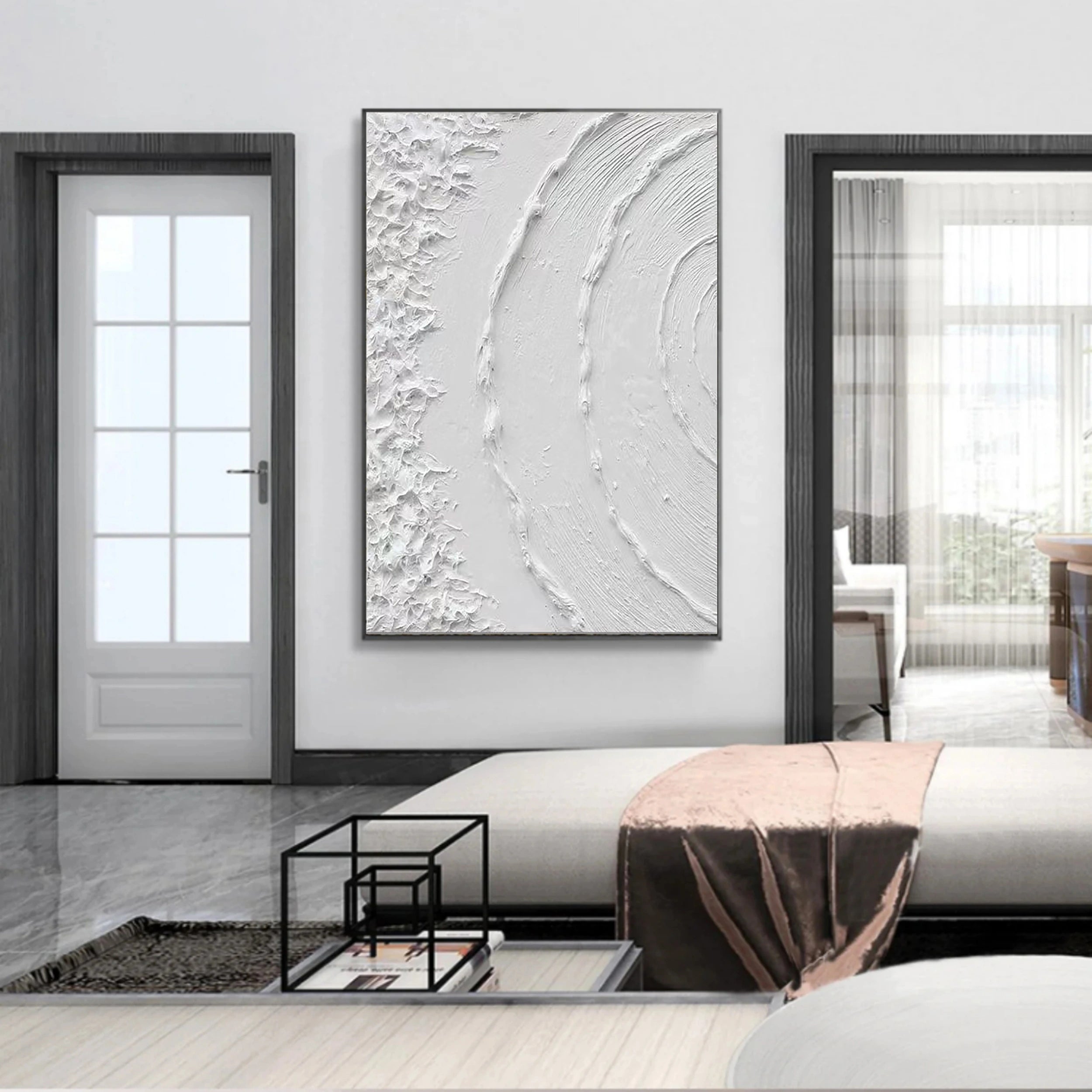 White Textured Minimalist Wall Art #WT059