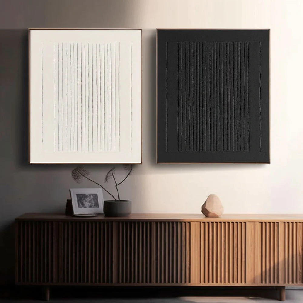White Textured Minimalist Wall Art Set of 2 #WT023