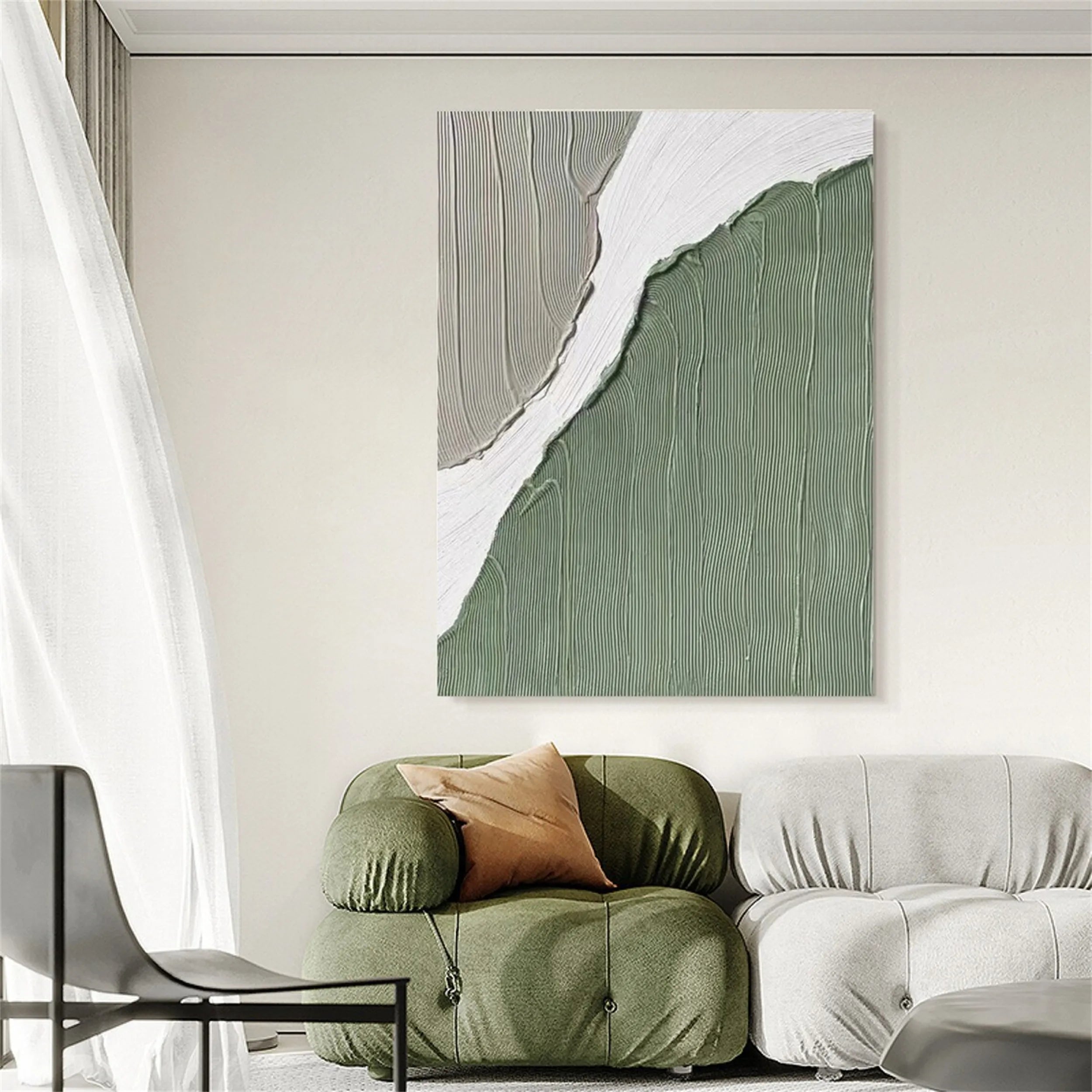 Green Textured Minimalist Wall Art #GT024