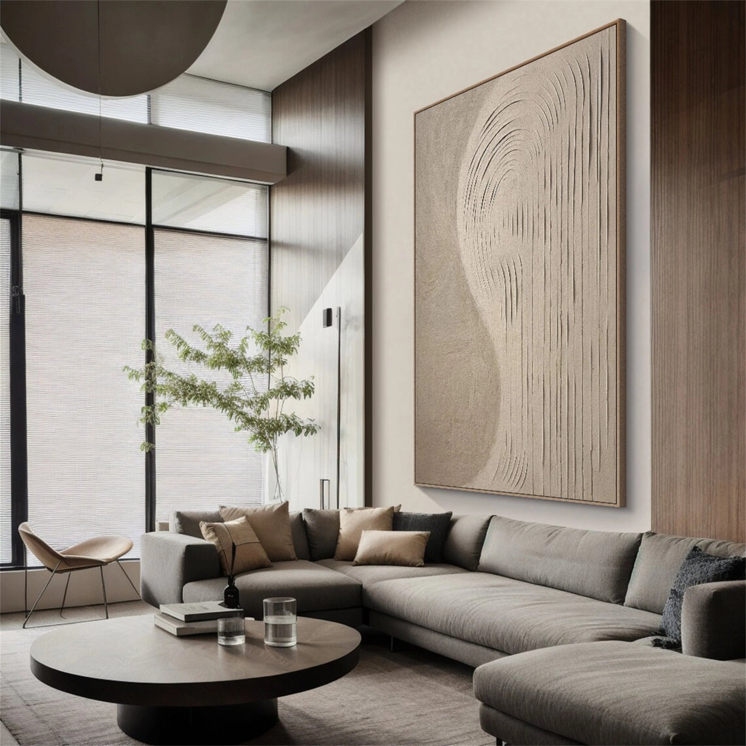 Beige & Brown Textured Minimalist Wall Art #BM016