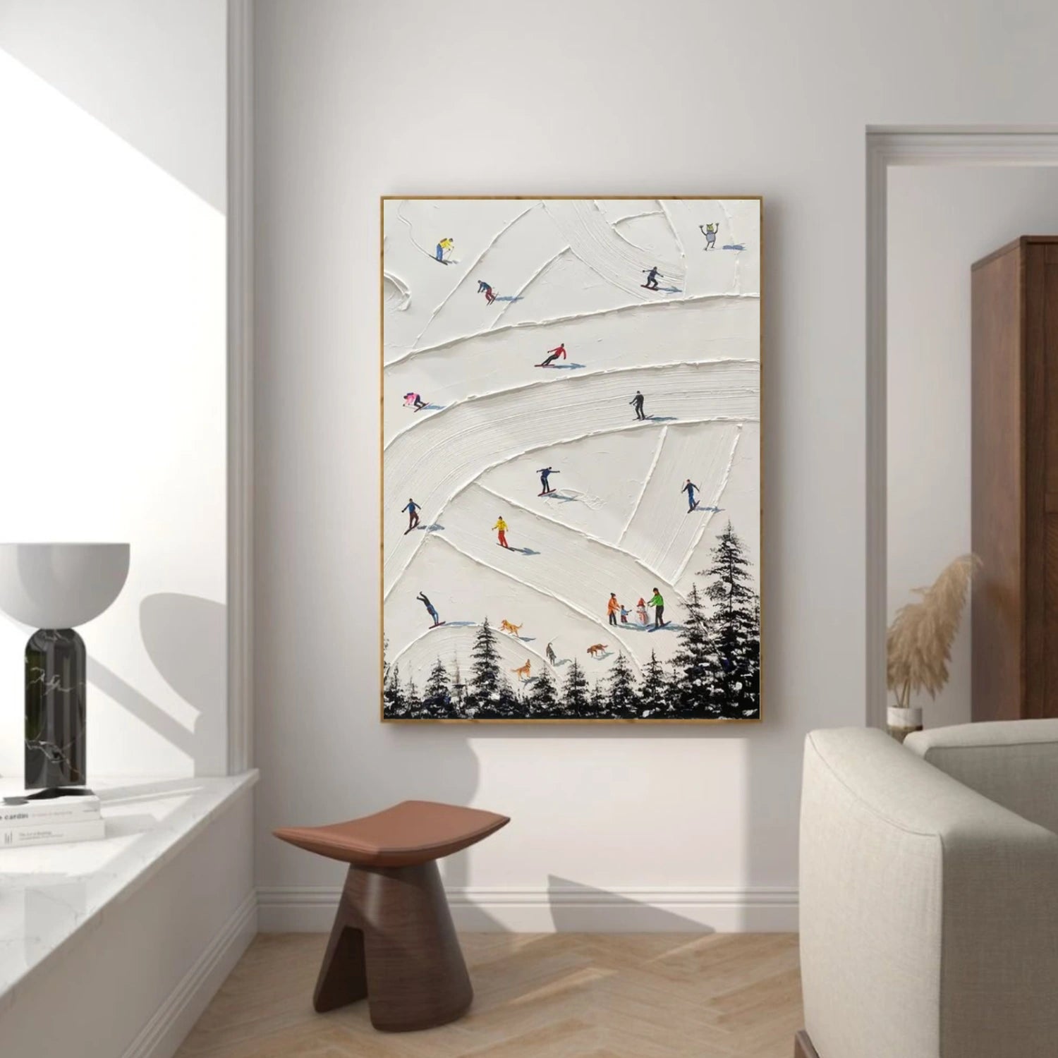 Skiing Sport Textured Wall Art #BA024