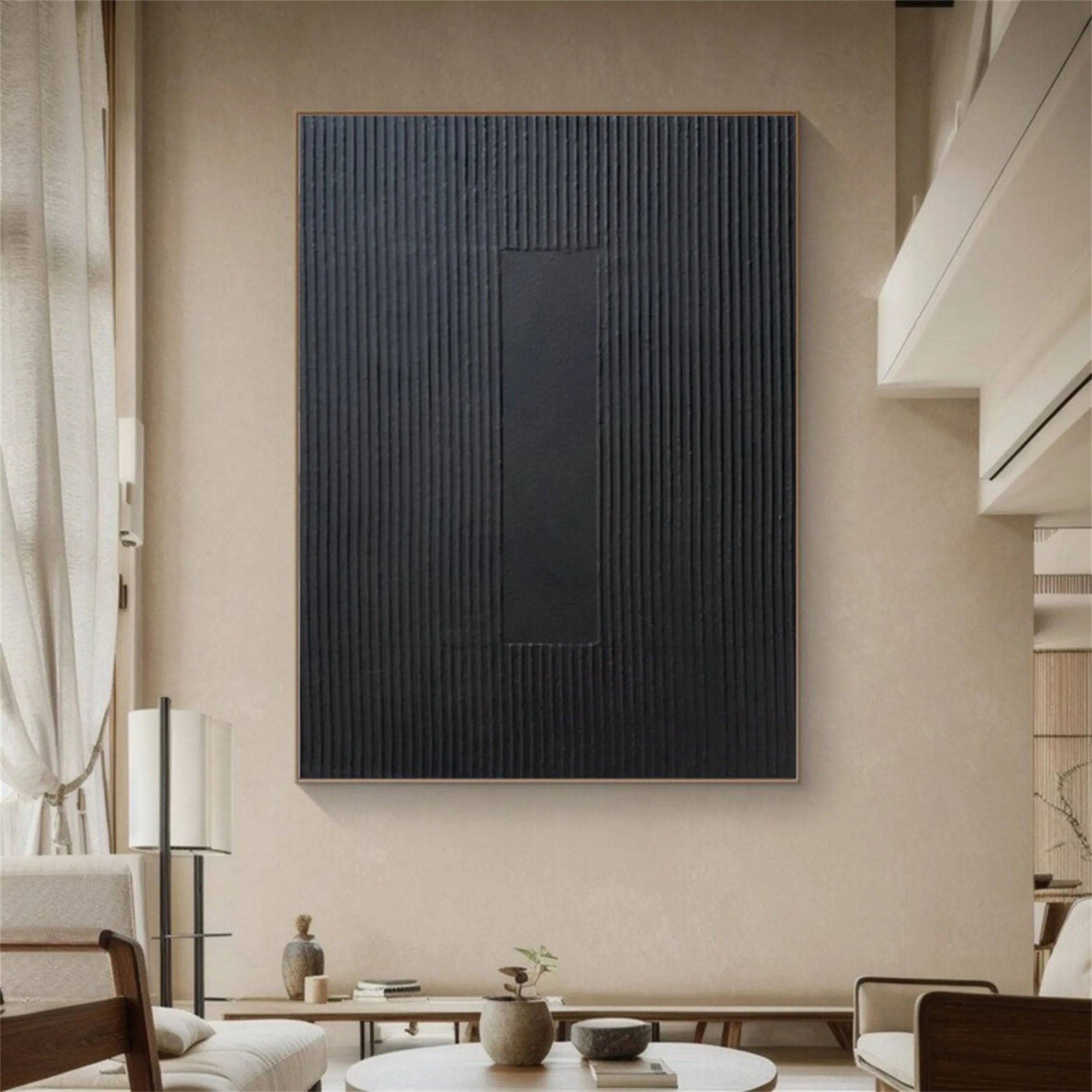 Black Textured Minimalist Wall Art #BT059