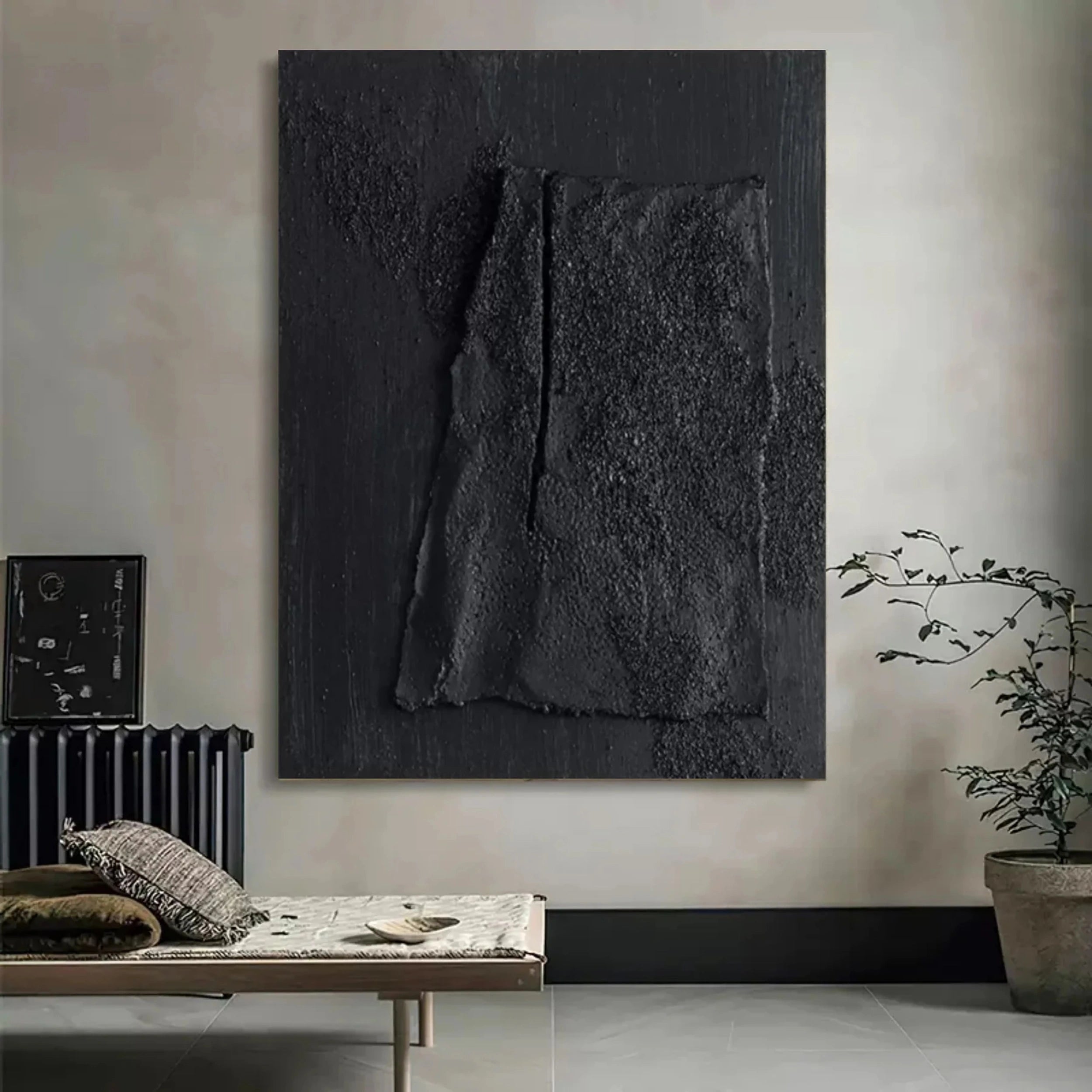 Black Textured Minimalist Wall Art #BT034