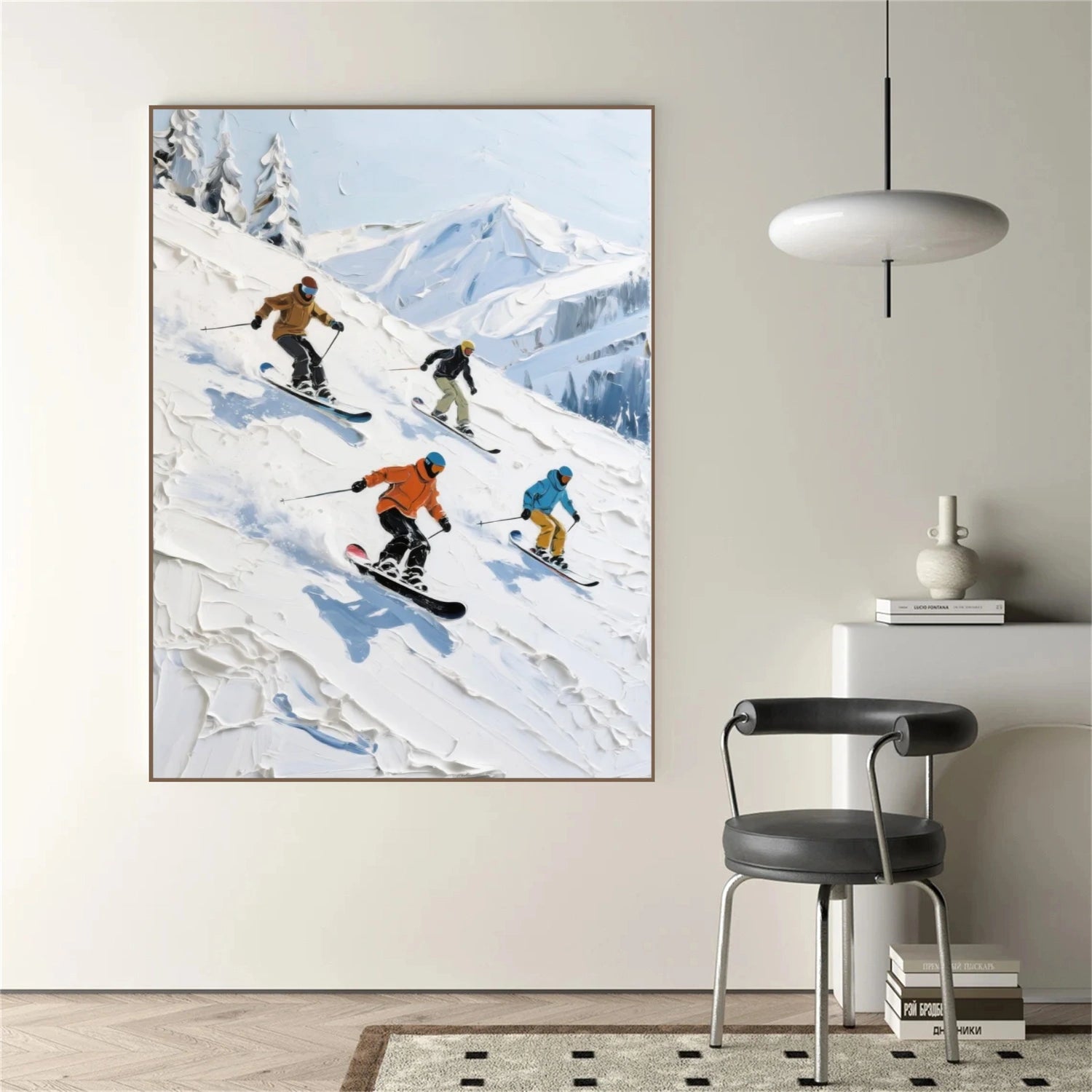 Skiing Sport Textured Wall Art #BA026