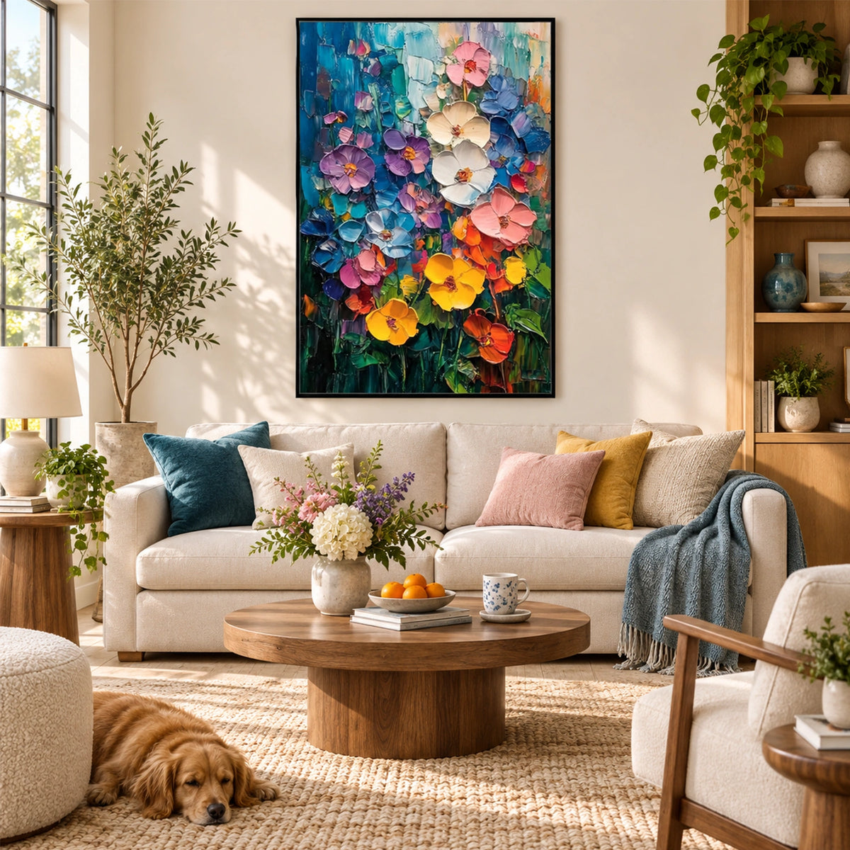 Tree And Flower Abstract Textured Wall Art #TF221