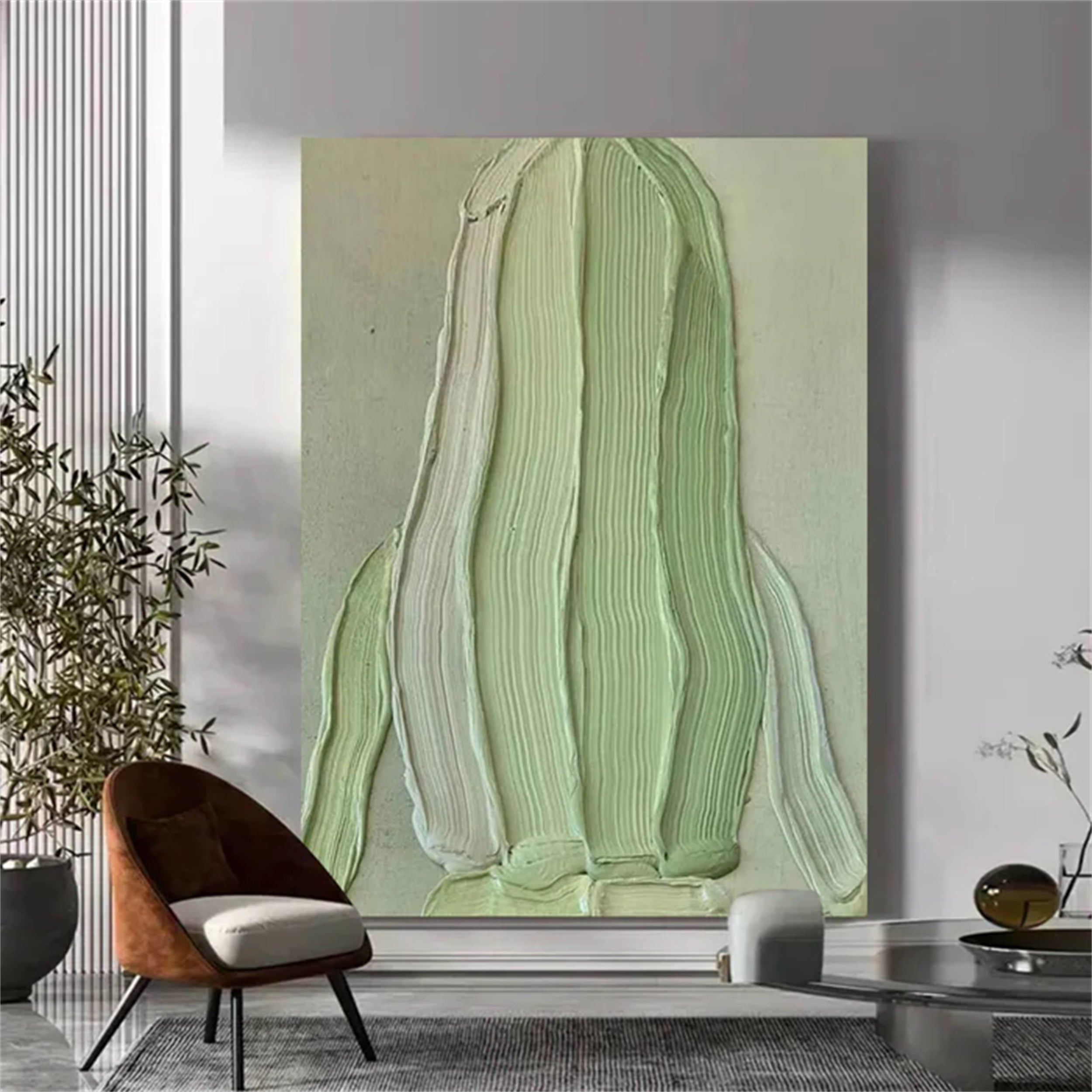 Green Textured Minimalist Wall Art #GT017