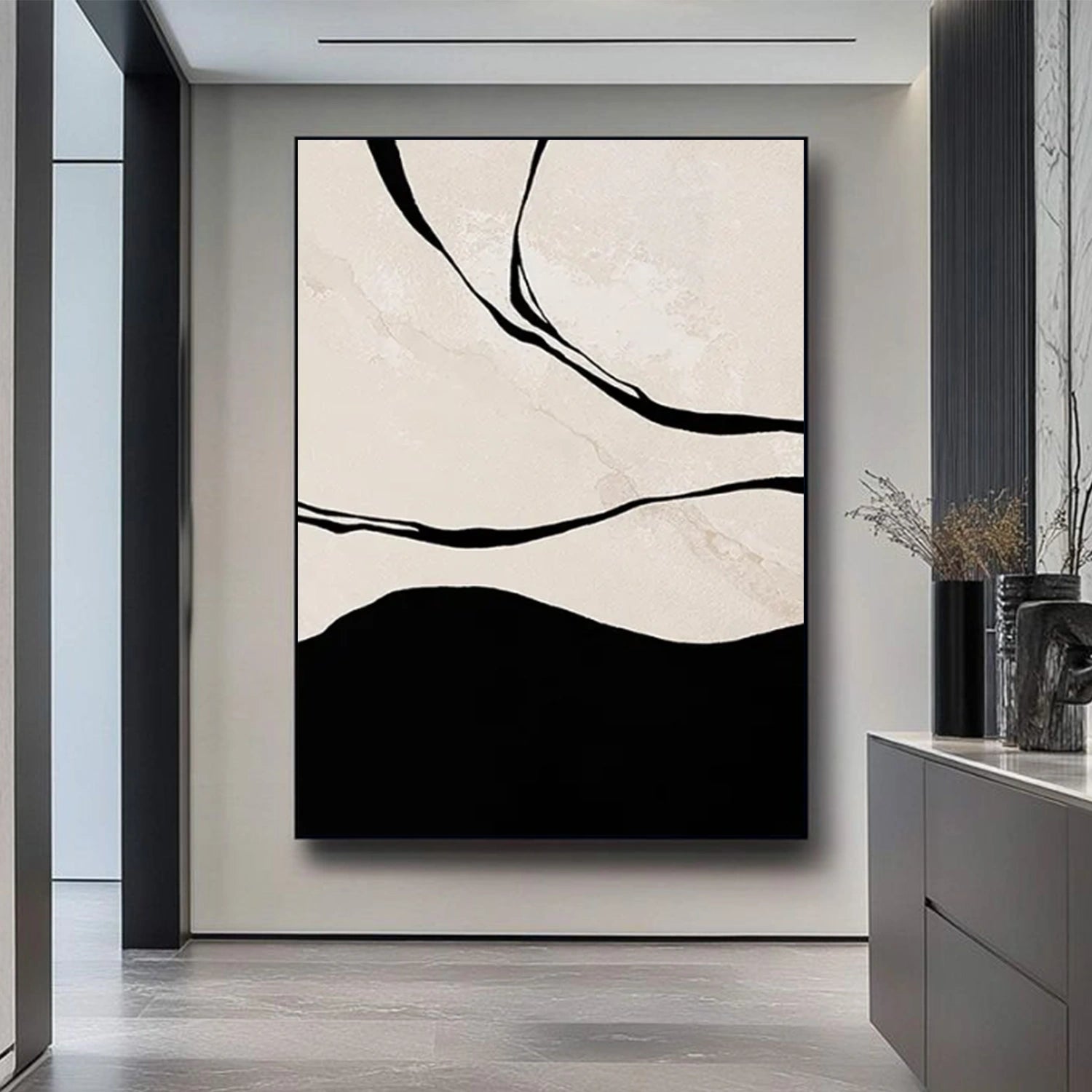 Black and Beige Abstract Wall Art #AW225