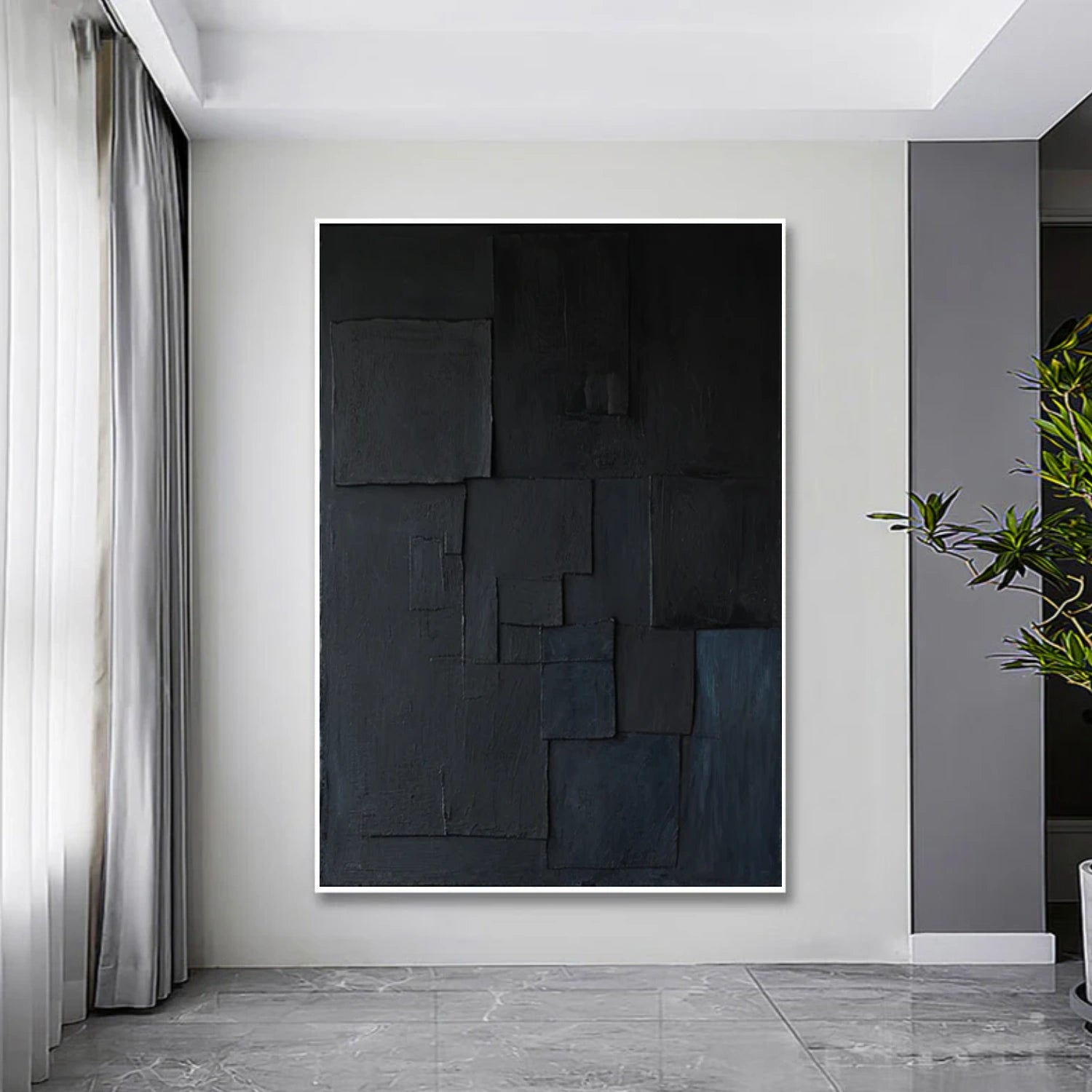 Black Minimalist Textured Canvas Art #BT088