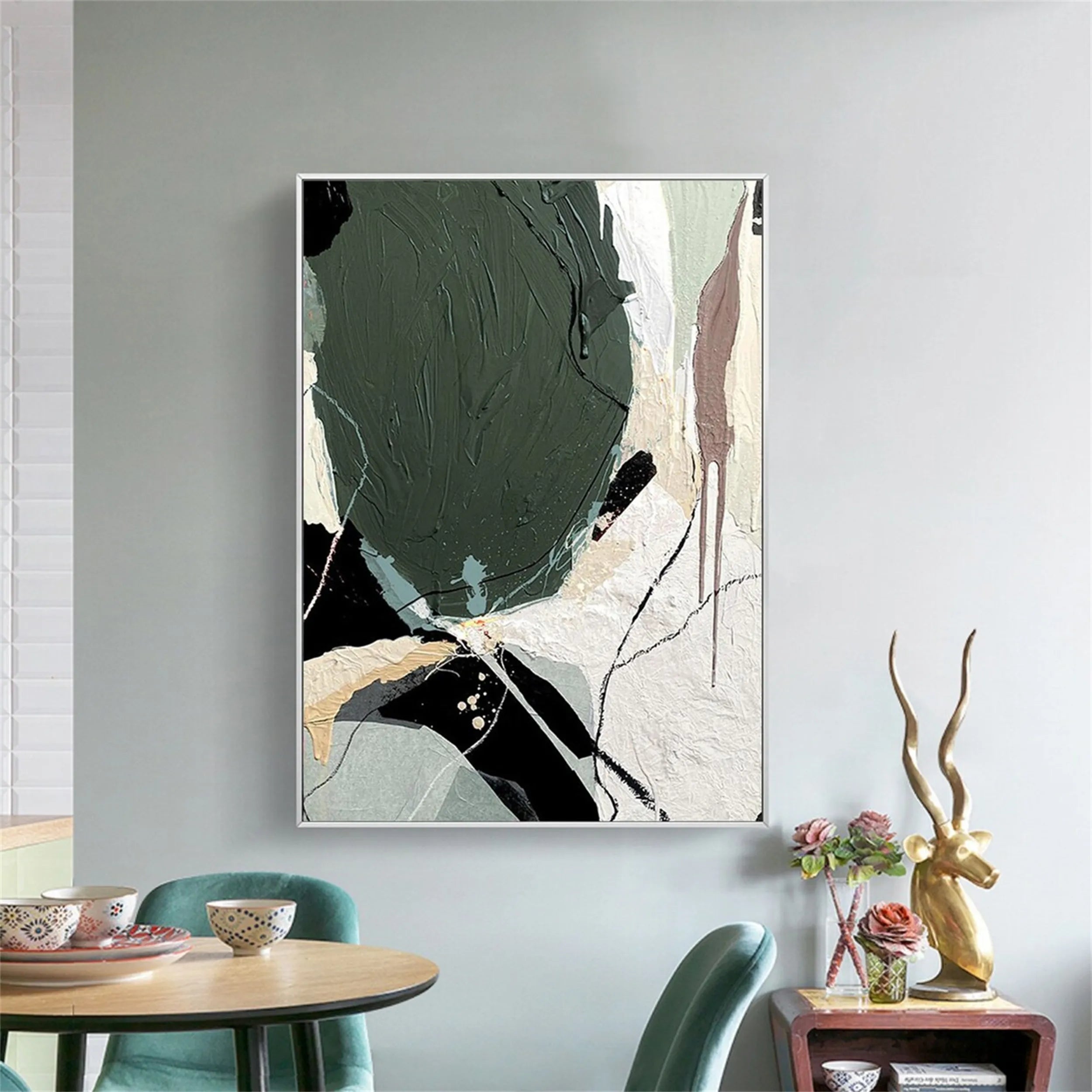 Green Textured Minimalist Wall Art #GT006
