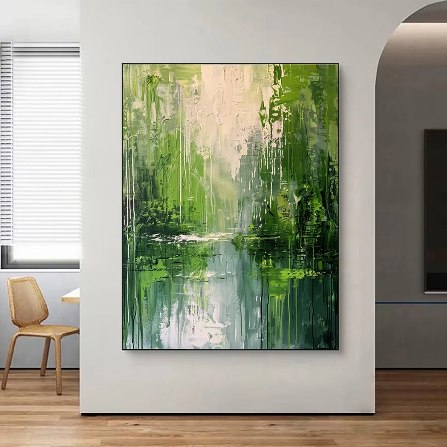 Green Tree And Flower Painting #TF082