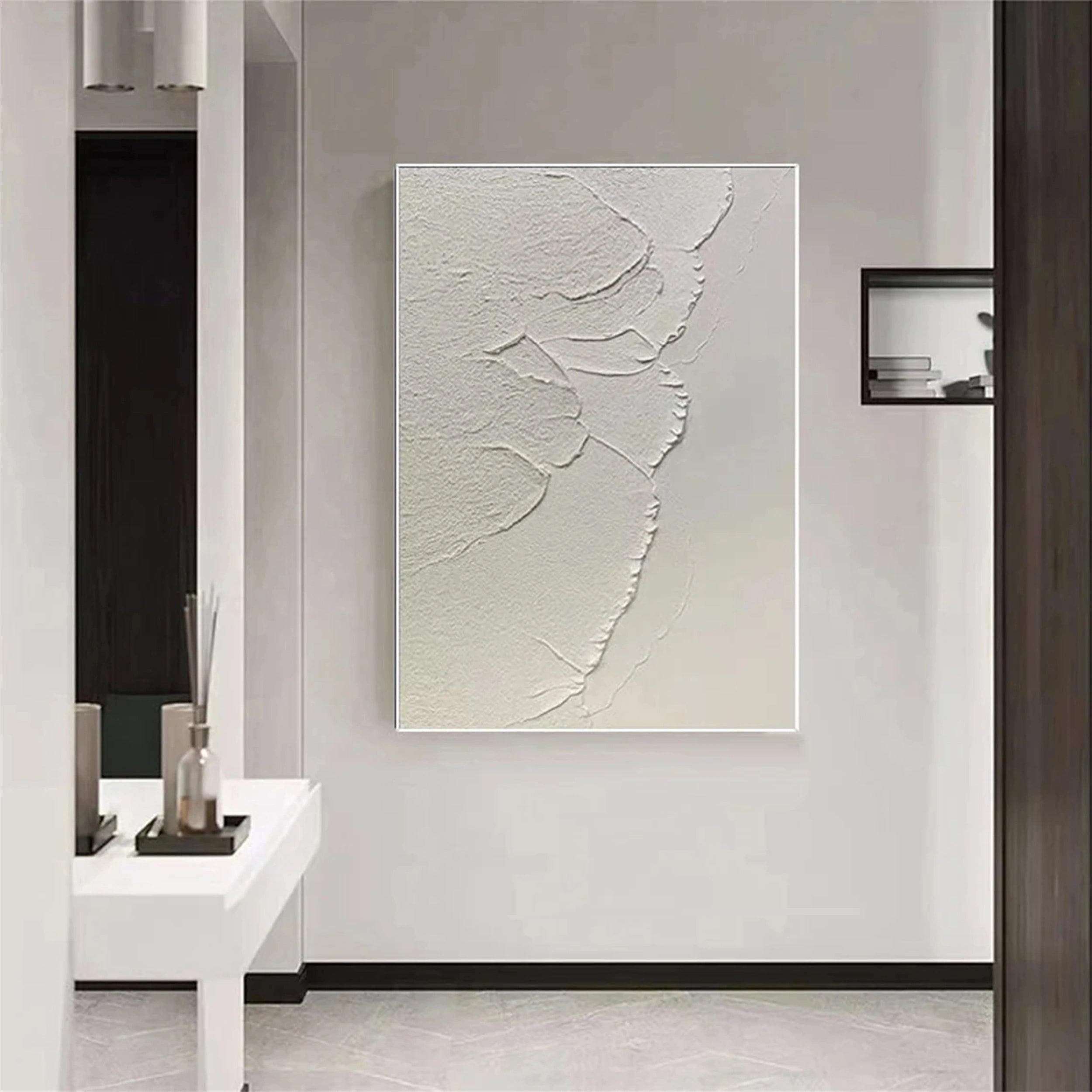 White Textured Minimalist Wall Art #WT074