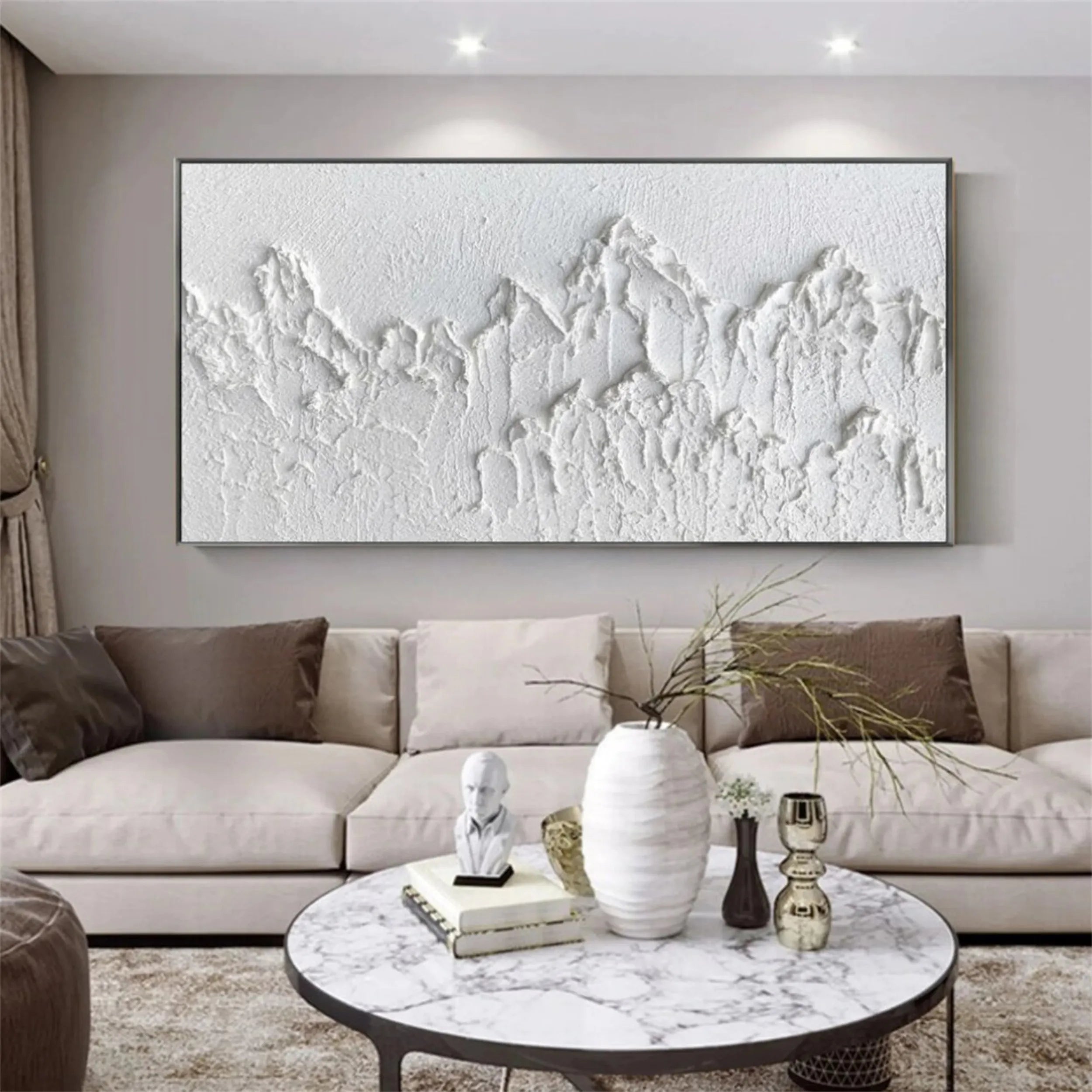 White Textured Minimalist Wall Art #WT097