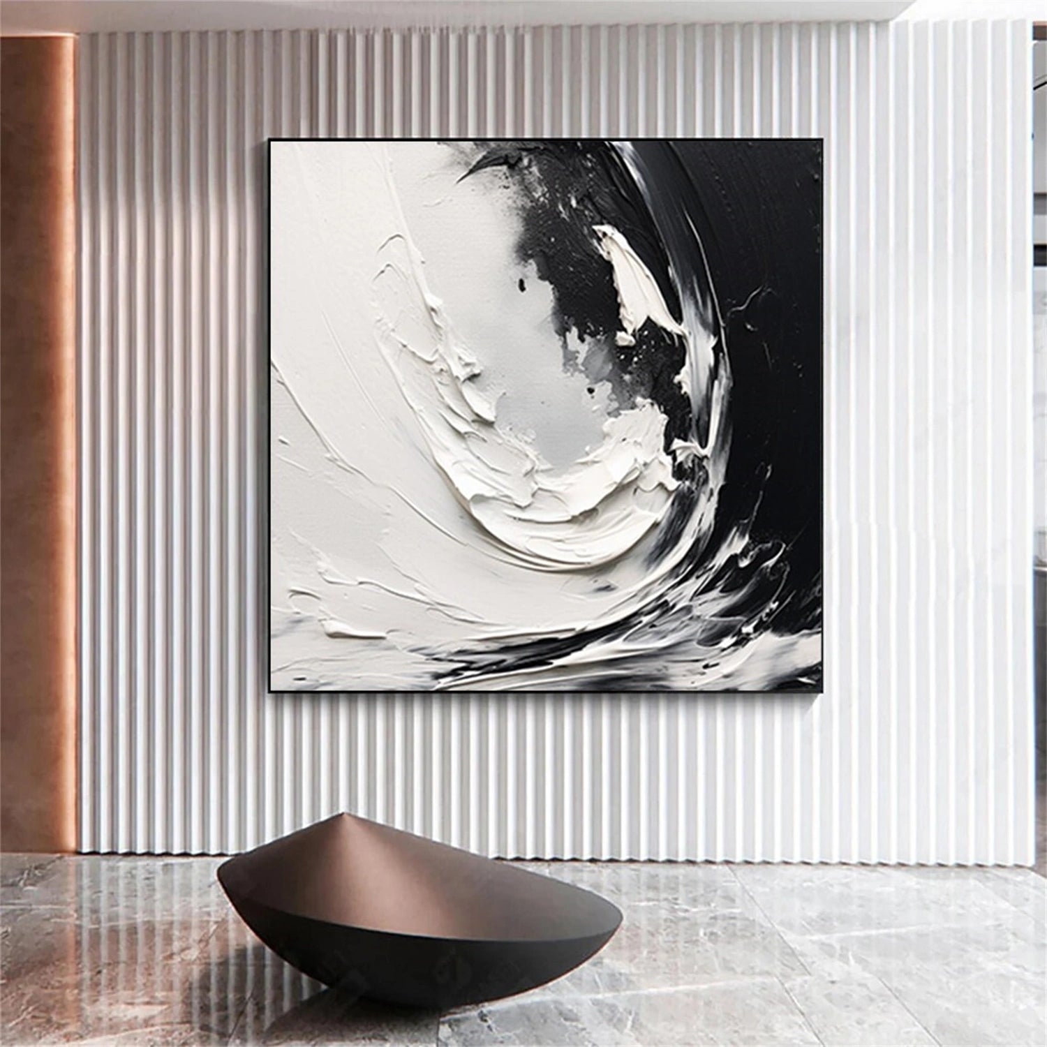 Black and White Minimalist Textured Canvas Art #BT077