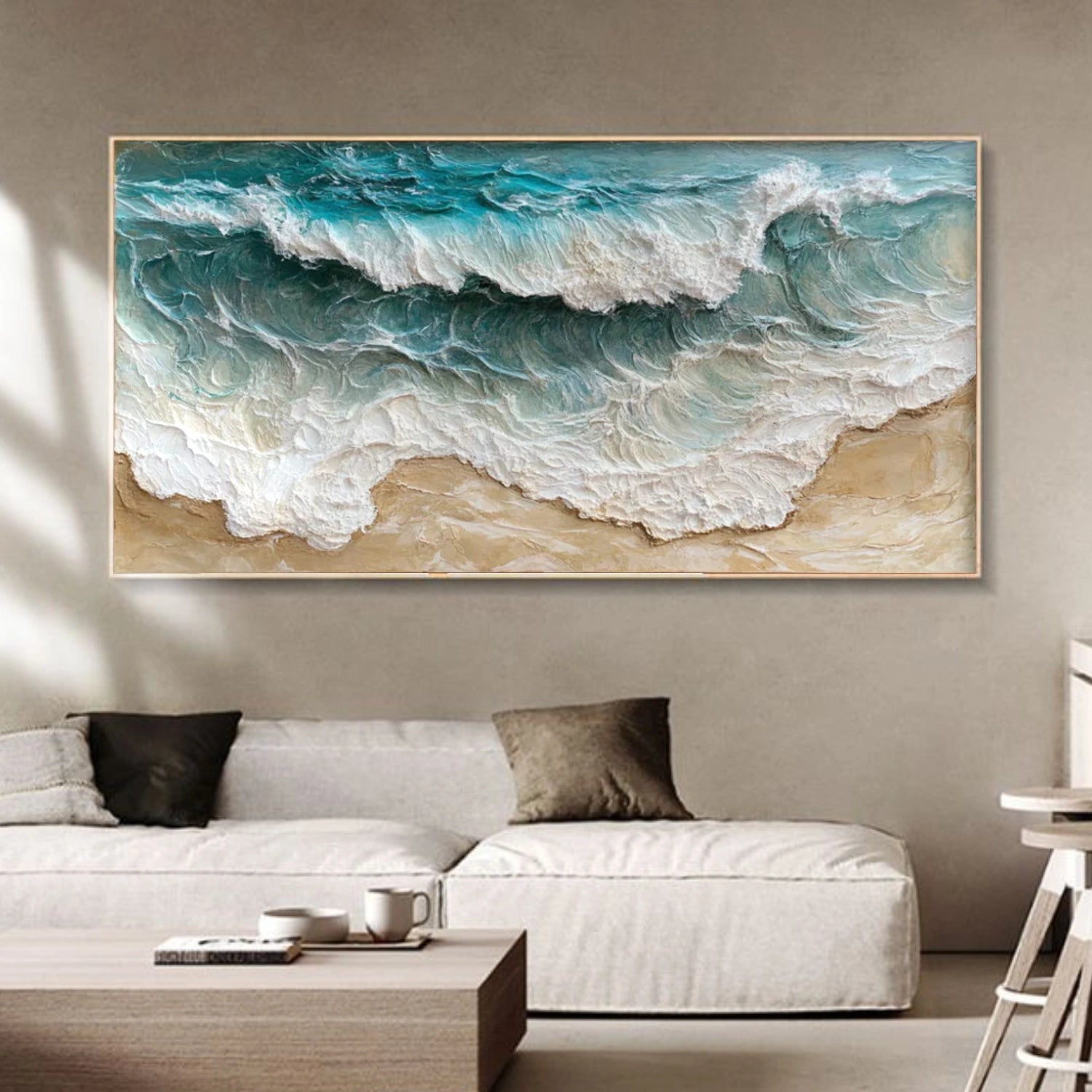 Sky And Ocean Abstract Textured Wall Art #SO367