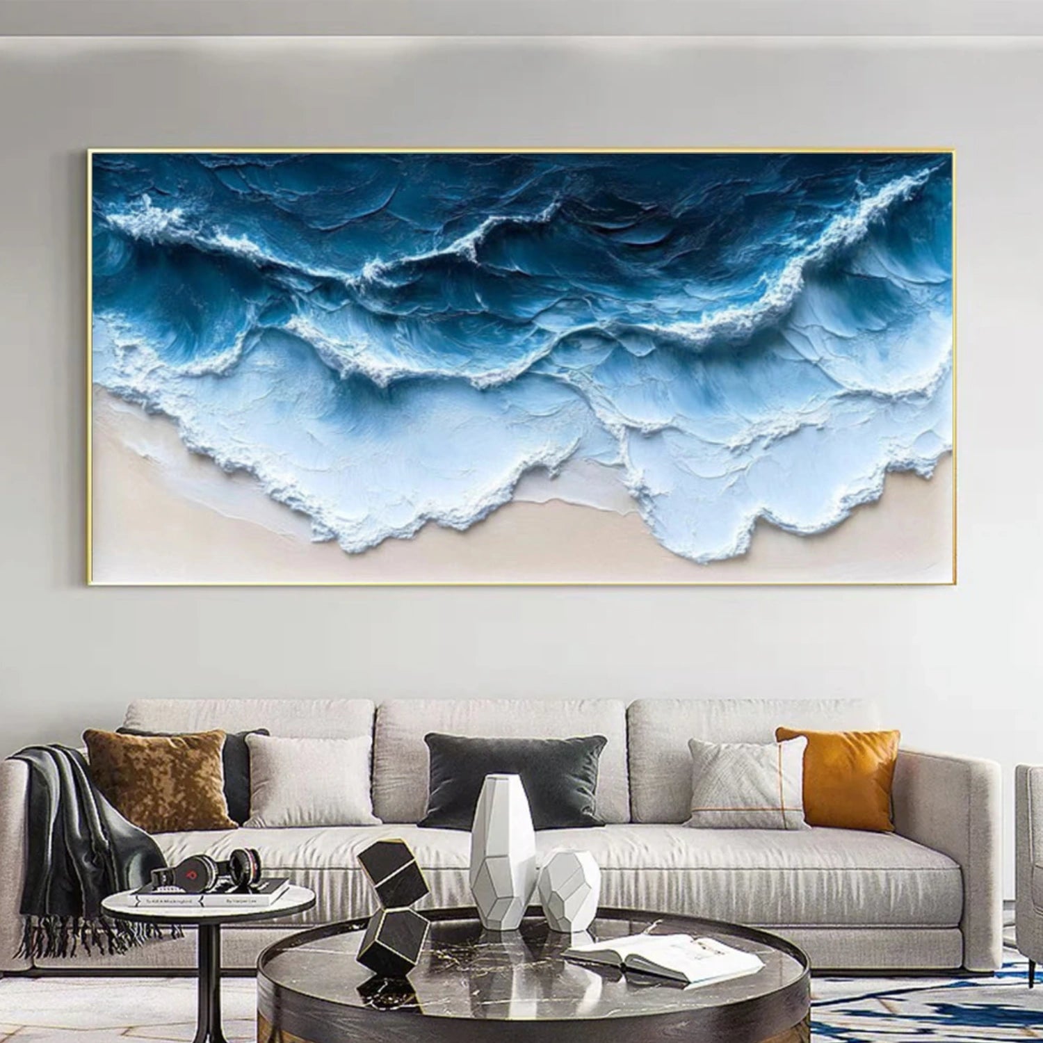 Sky And Ocean Abstract Textured Wall Art #SO377
