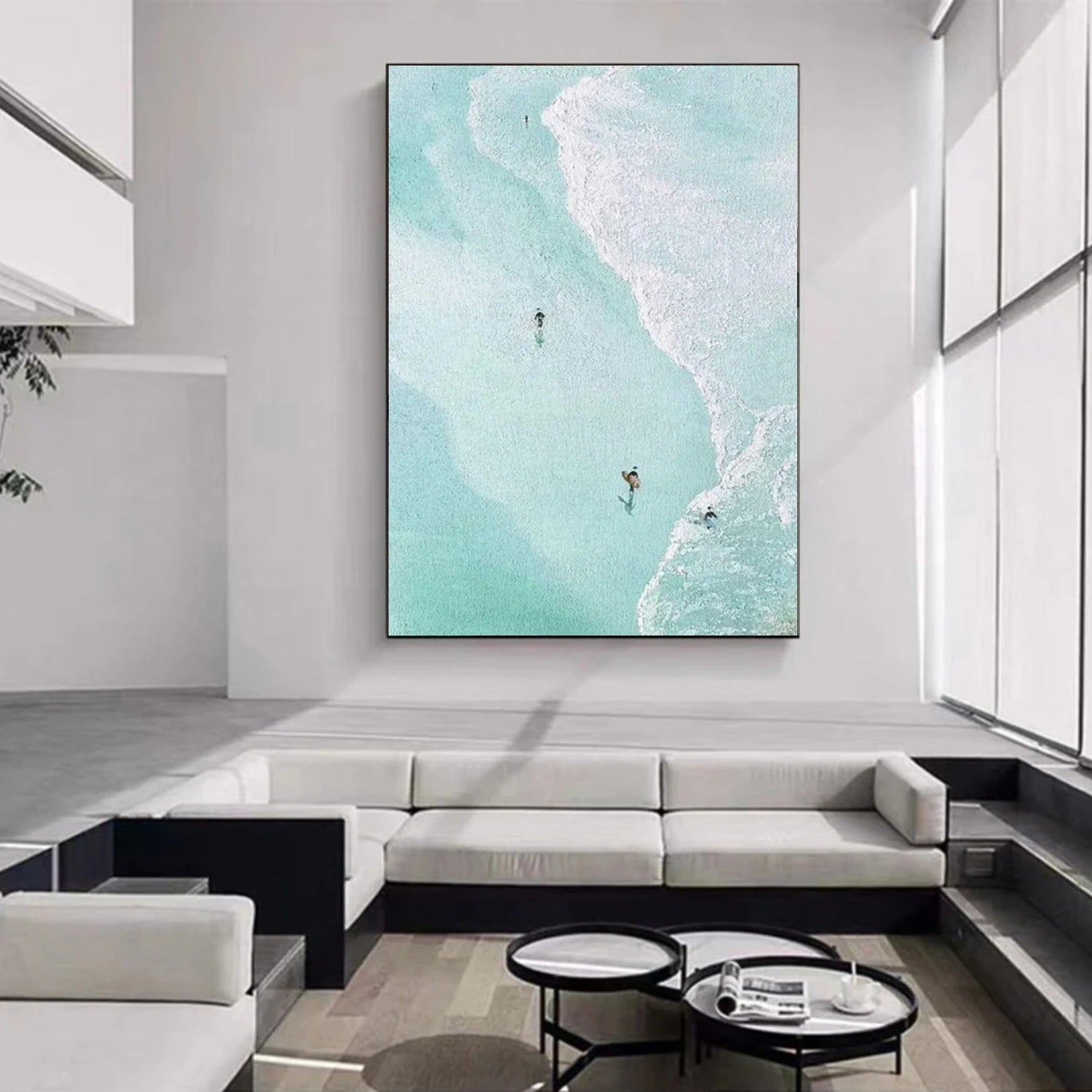 Sky And Ocean Abstract Textured Wall Art #SO295