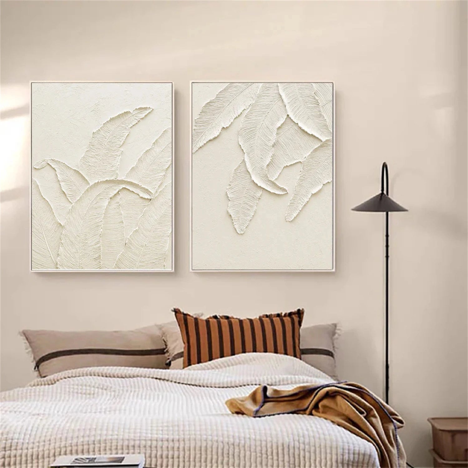 White Textured Minimalist Wall Art Set of 2 #WT171