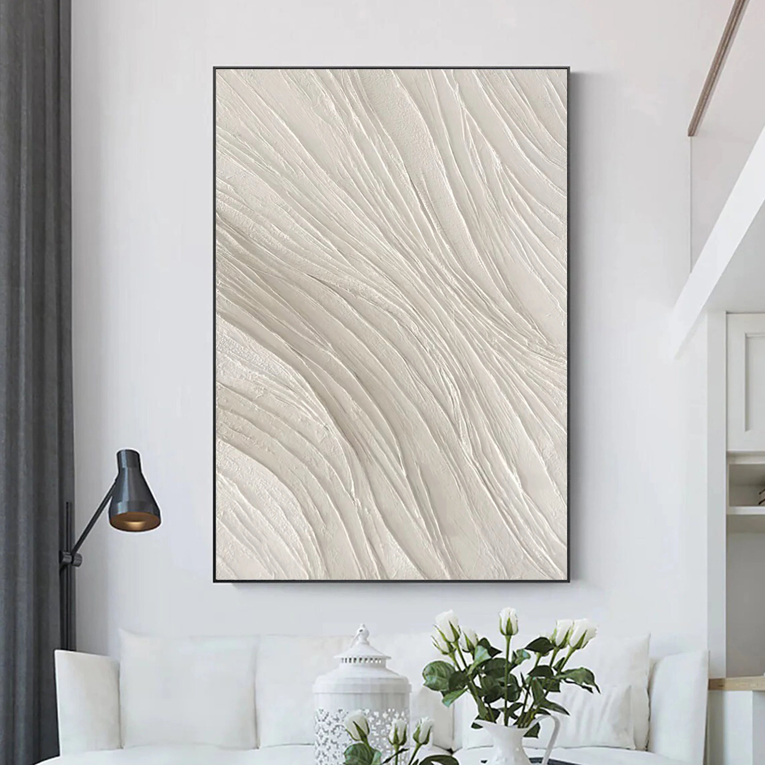 White Textured Minimalist Wall Art #WT069