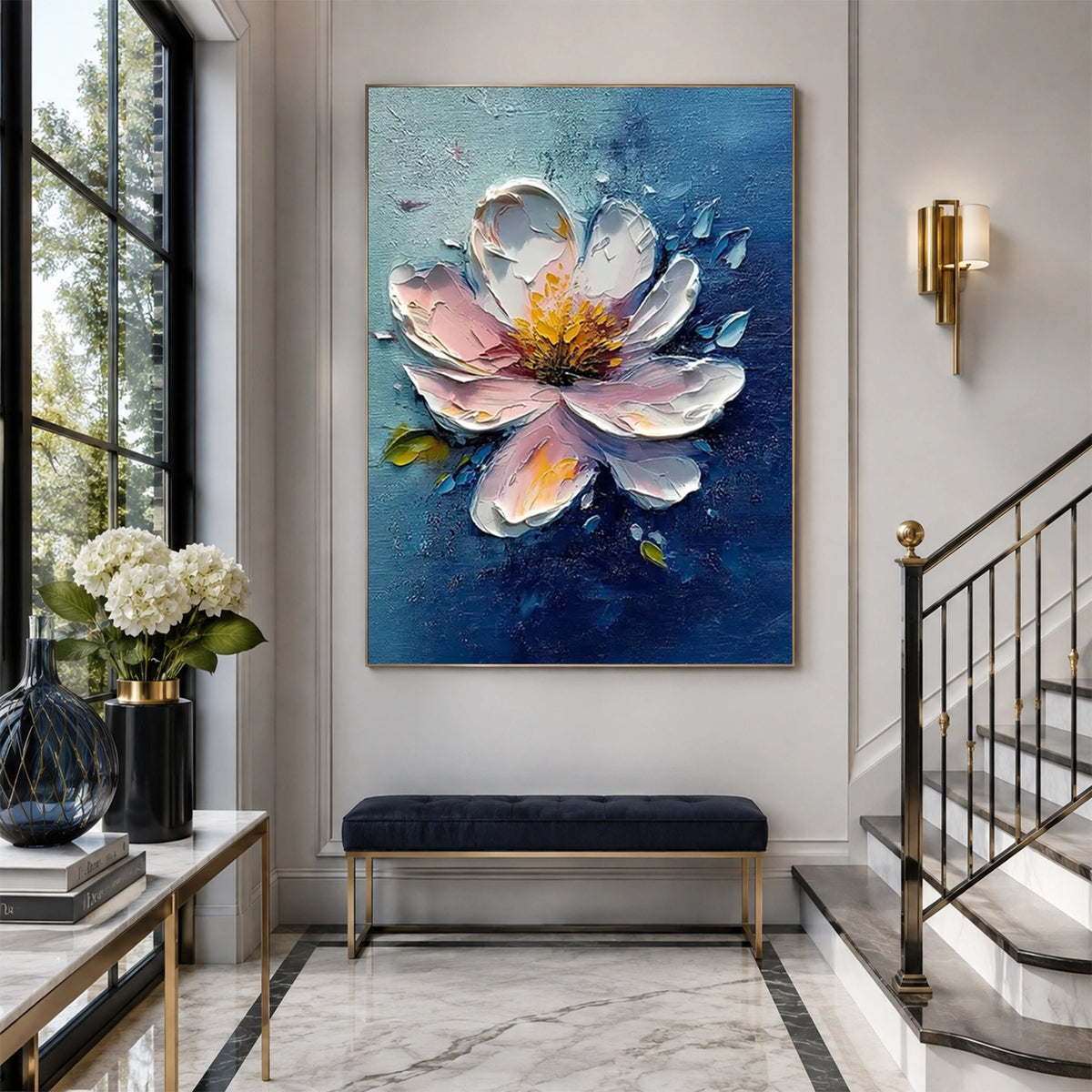 Tree And Flower Abstract Textured Wall Art #TF230