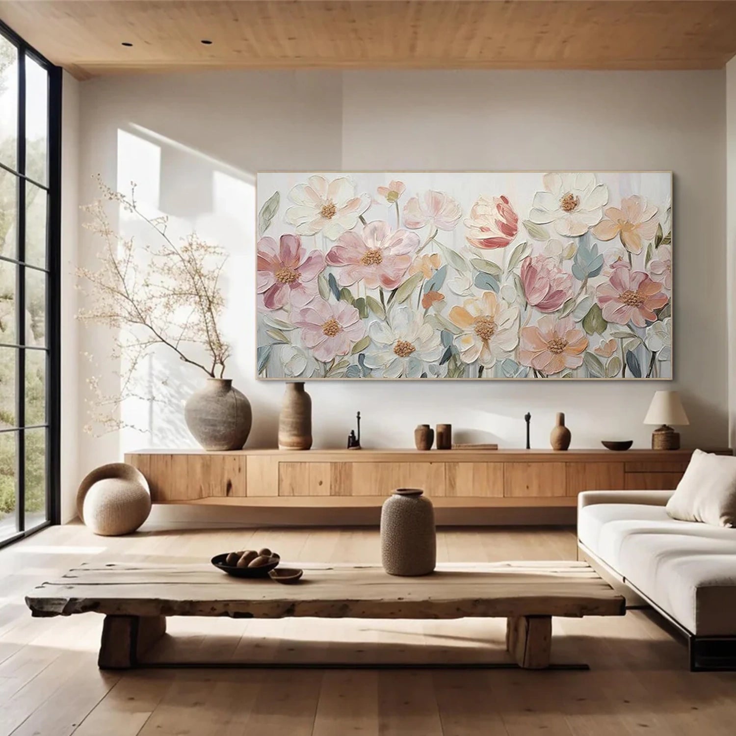 Tree And Flower Abstract Textured Wall Art #TF201
