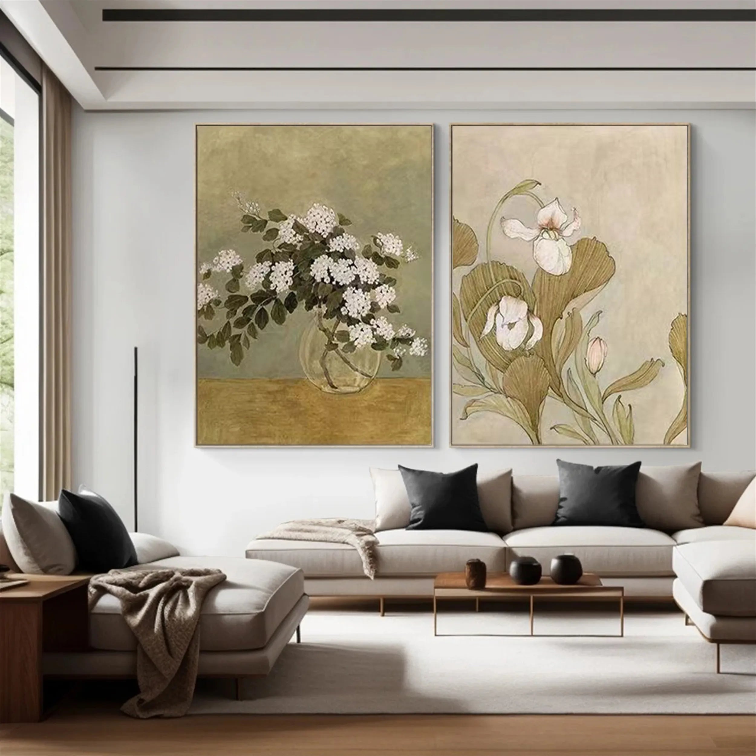 Colorful Tree And Flower Painting Set of 2 #TF045
