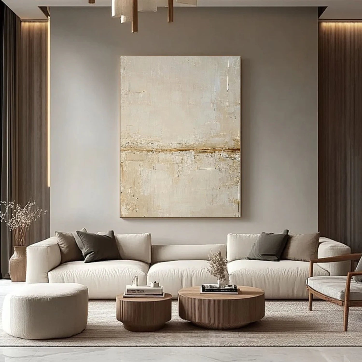 Beige and Brown Wabi Sabi Abstract Canvas Art #WA218