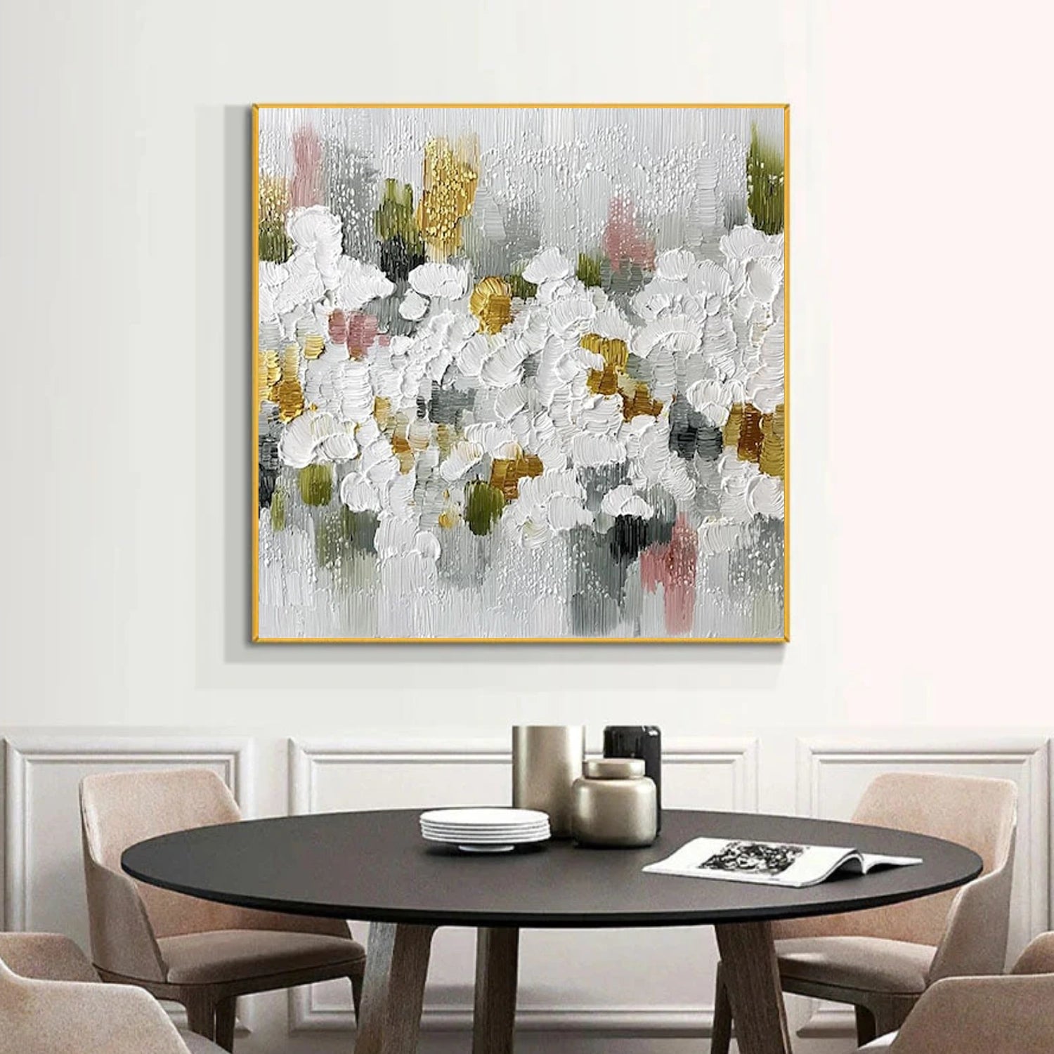 Tree And Flower Abstract Textured Wall Art #TF197
