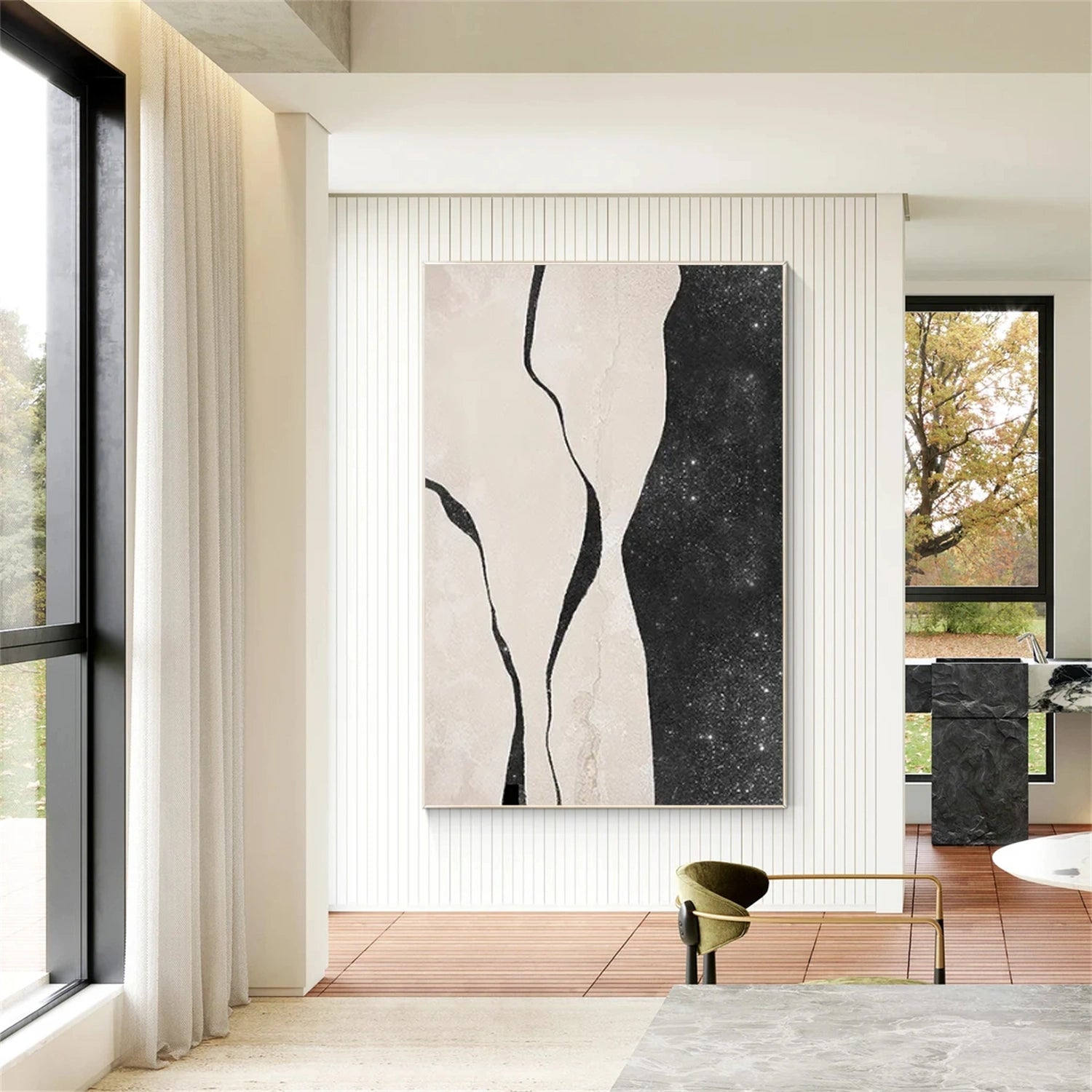 Black and Beige Abstract Wall Art #AW224