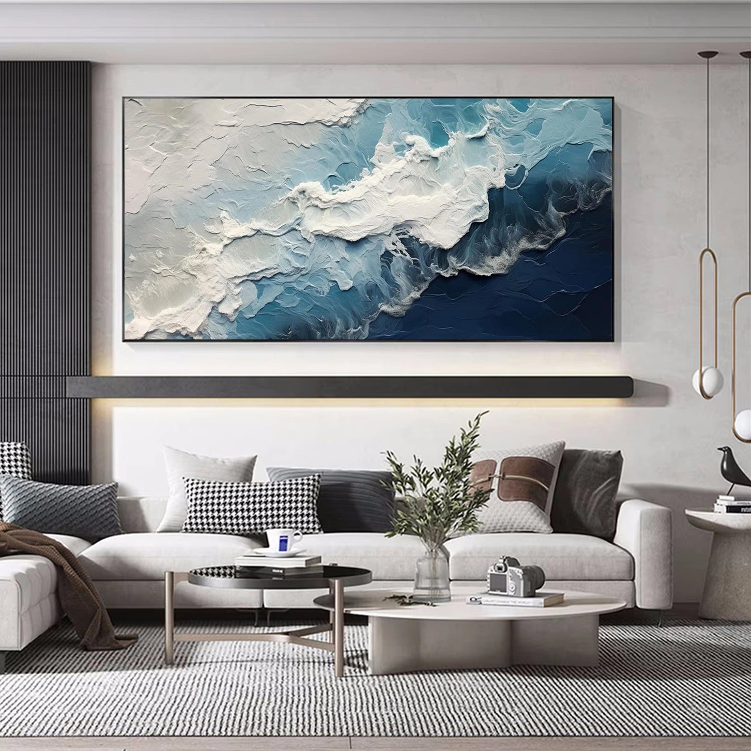 Sky And Ocean Abstract Textured Wall Art #SO396