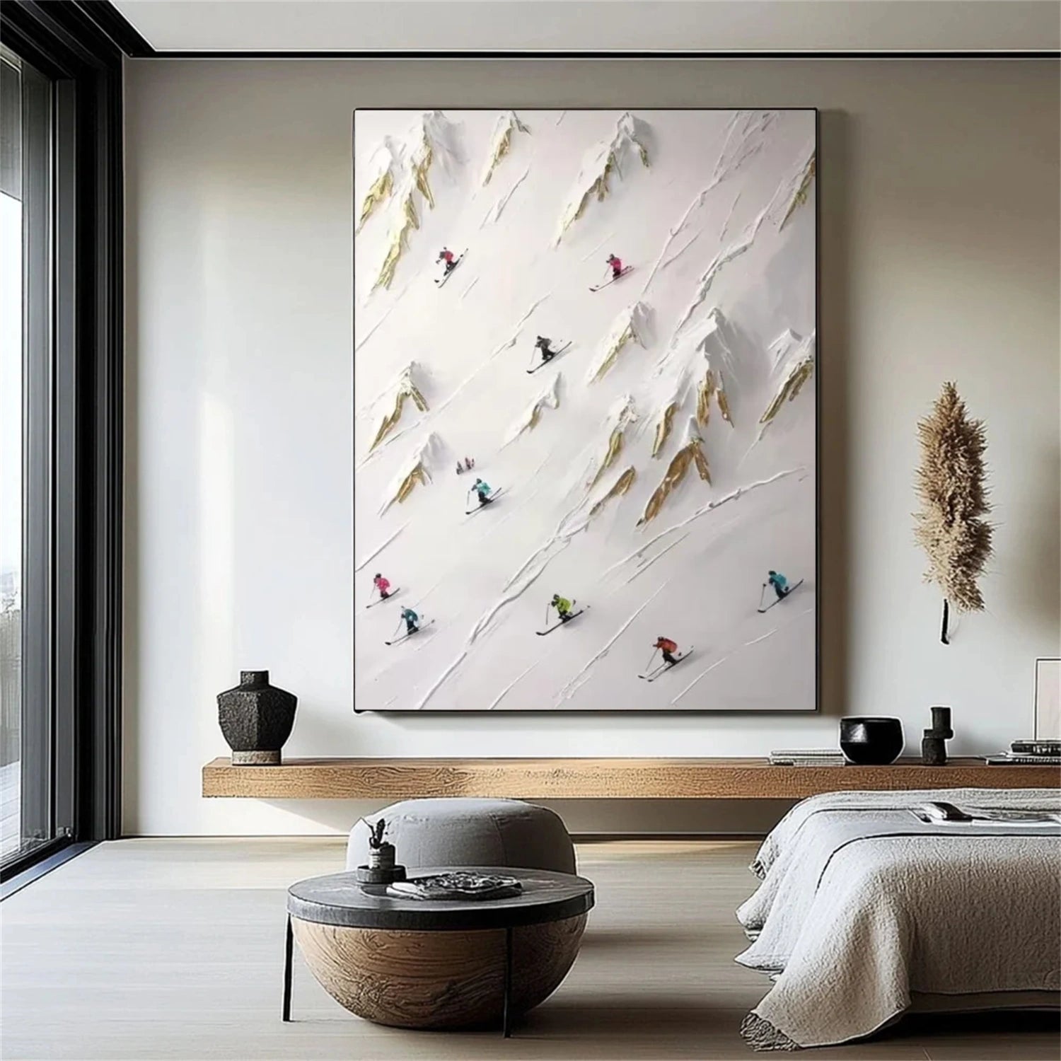 Skiing Sport Textured Wall Art #BA015