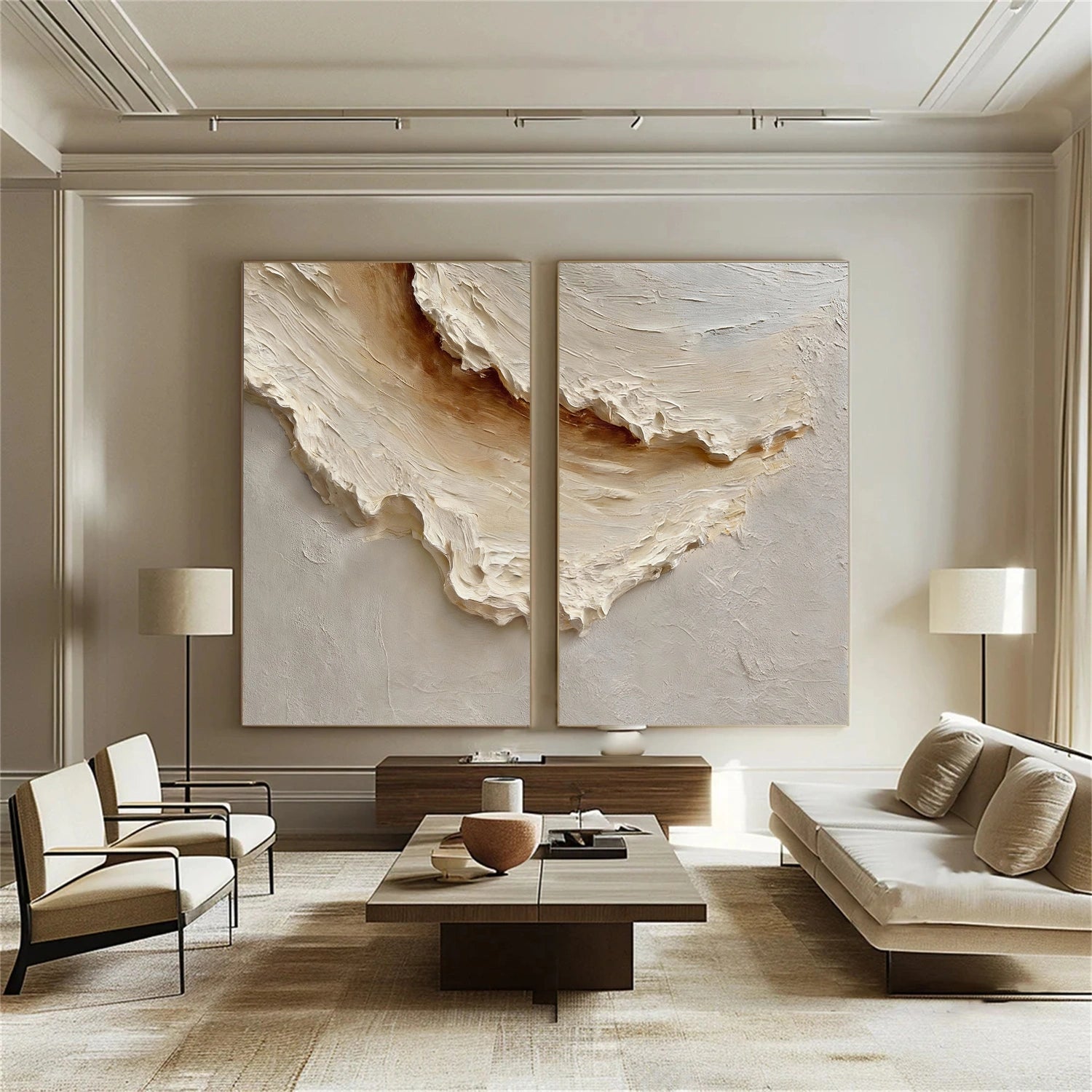 Sky And Ocean Abstract Textured Wall Art Set of 2 #SO371