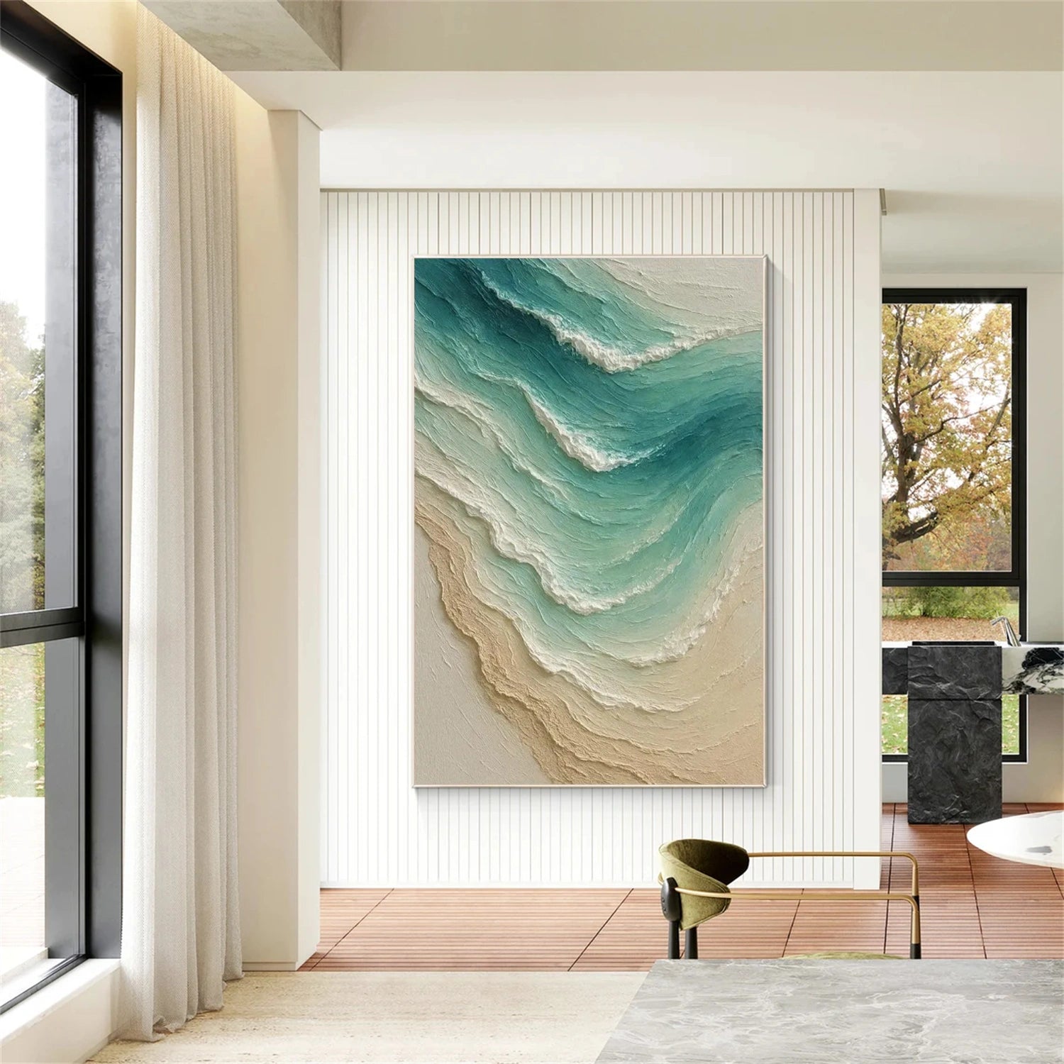 Sky And Ocean Abstract Textured Wall Art #SO355