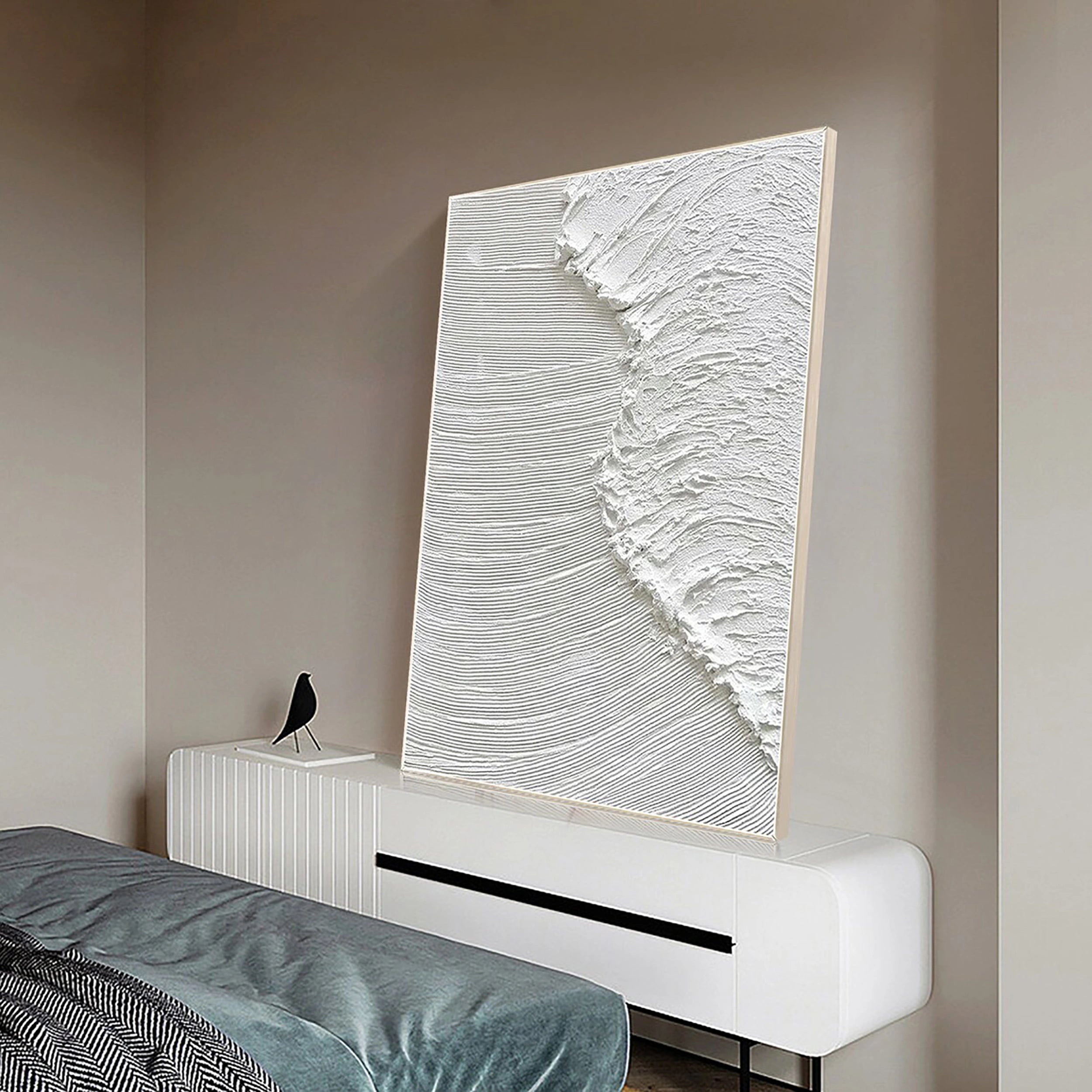 White Textured Minimalist Wall Art #WT058