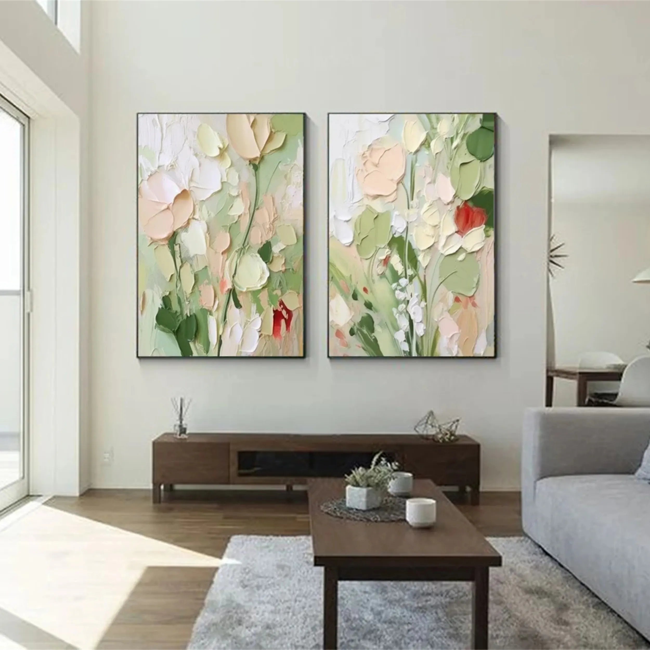 Colorful Tree And Flower Painting Set of 2 #TF054