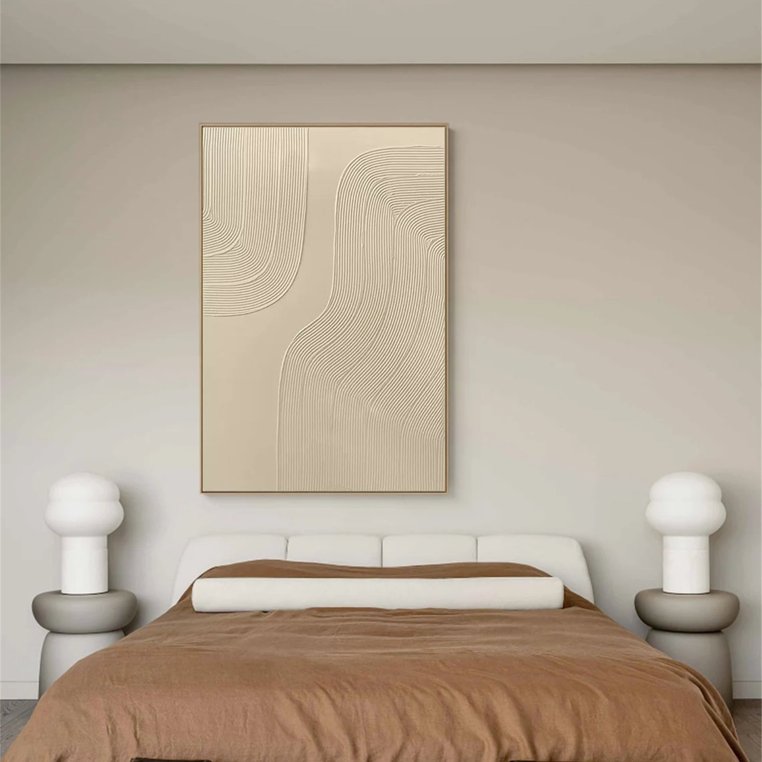 Beige & Brown Textured Minimalist Wall Art #BM008